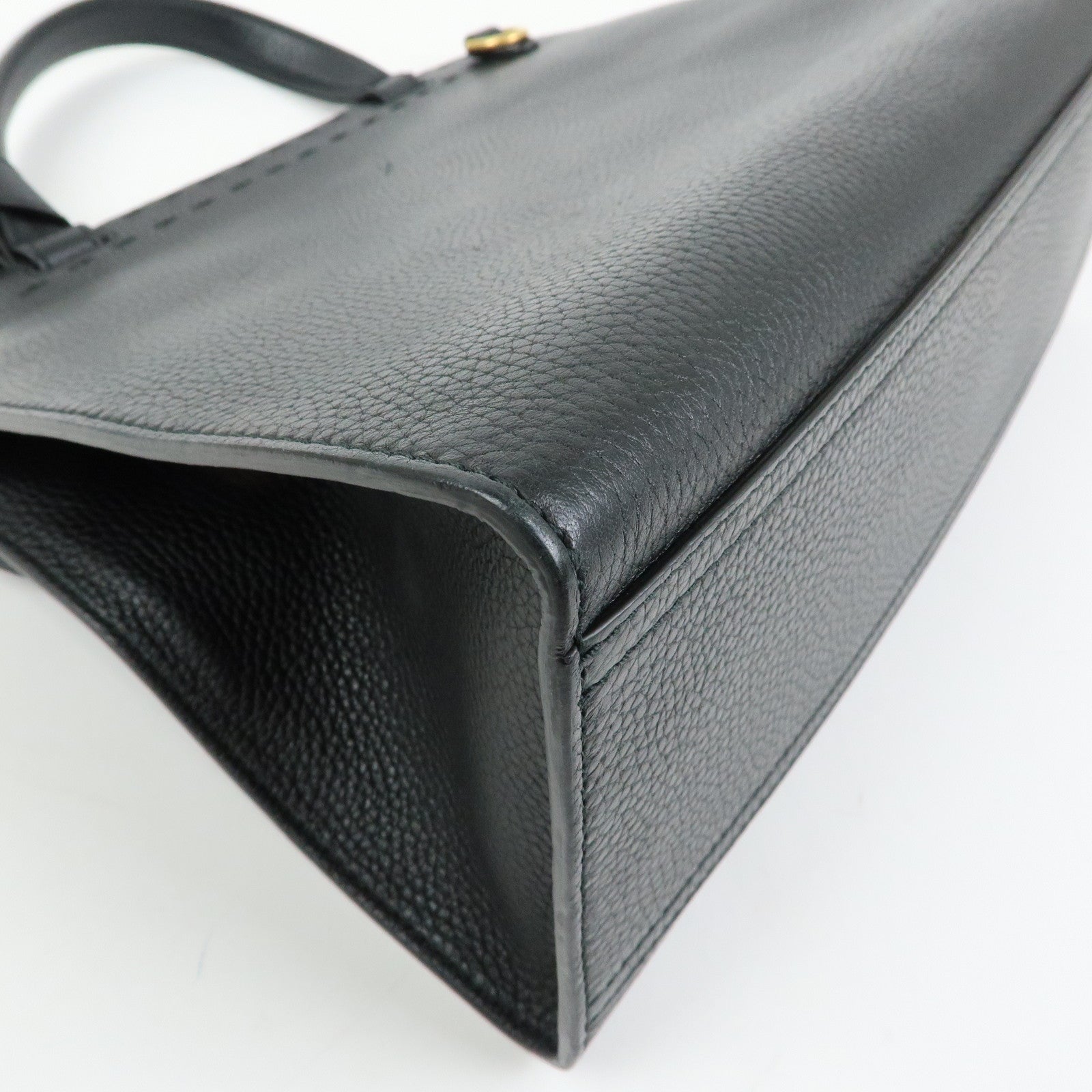 GUCCI Double G Calf Leather 2Way Bag Shoulder Bag Black 421890