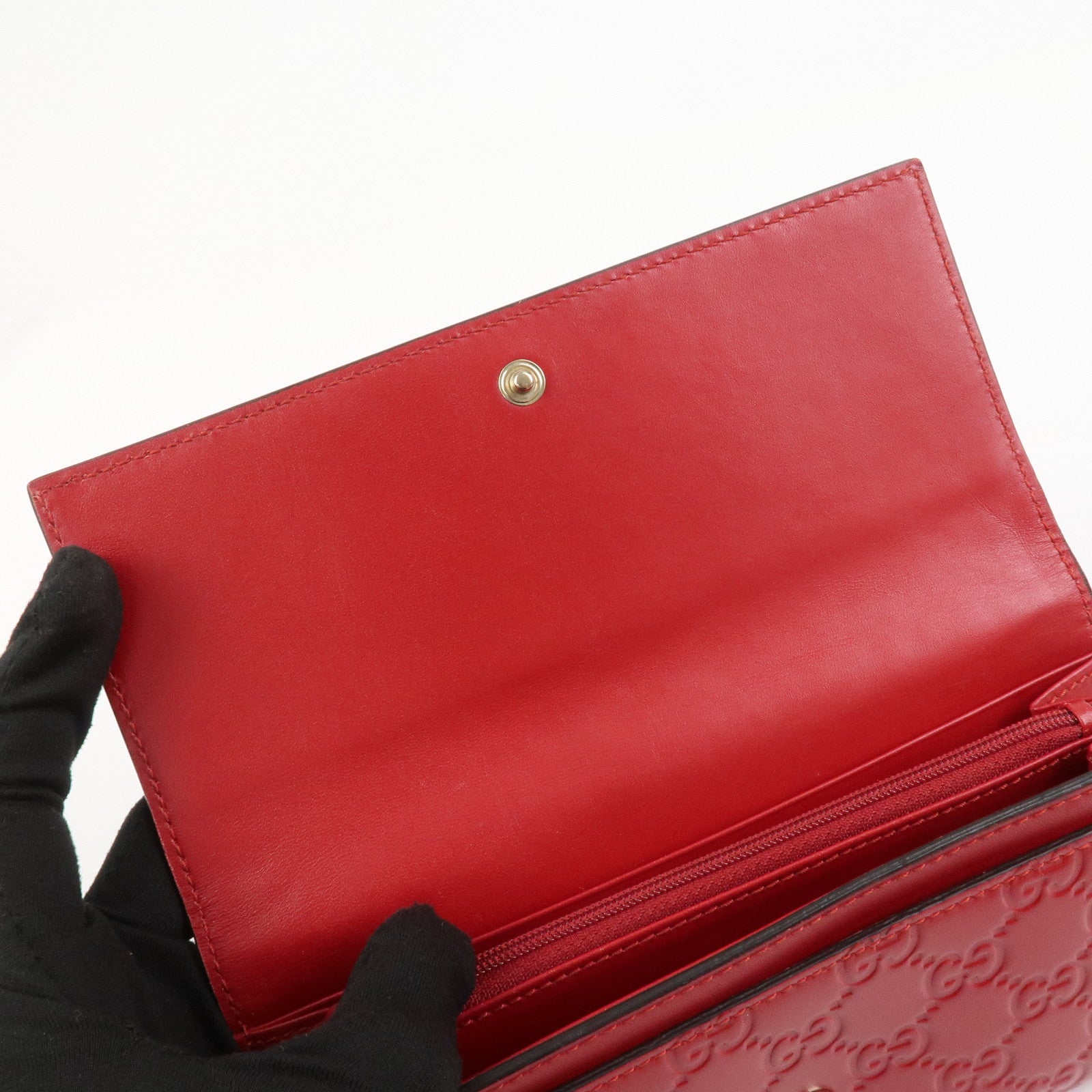 GUCCI Guccissima Interlocking G Flap Long Wallet Red 388679