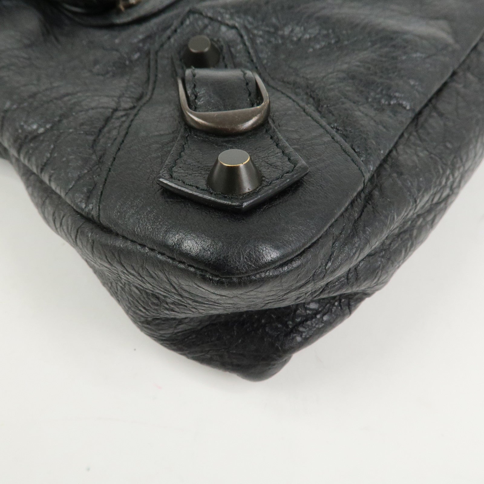 BALENCIAGA The First Leather 2Way Bag Shoulder Bag Black 103208