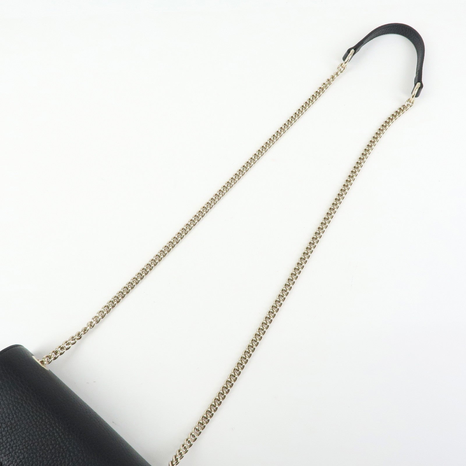 GUCCI Interlocking G Leather Chain Flap Shoulder Bag Black 510304