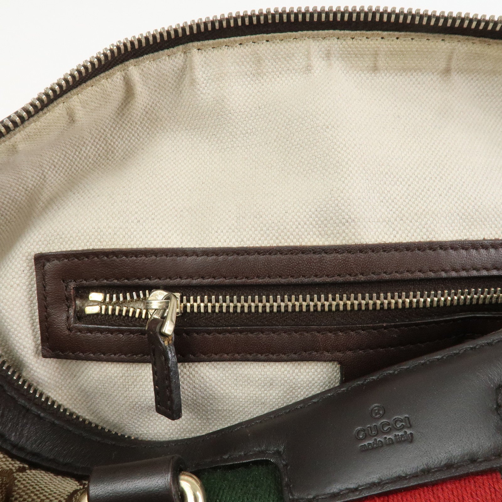 GUCCI Sherry GG Canvas Leather 2Way Bag Boston Bag Brown 247205