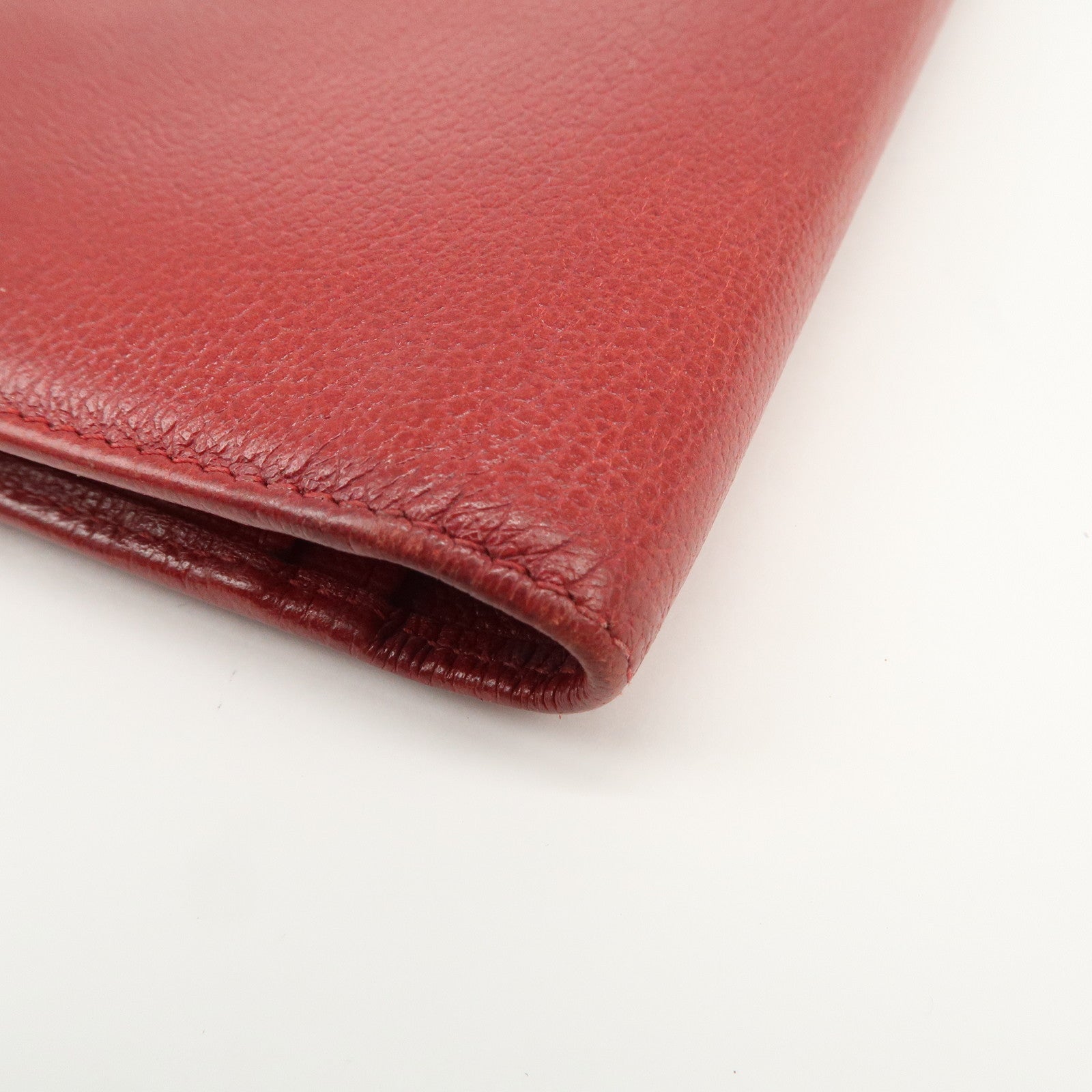 CHANEL COCO Mark Camellia Logo Leather Flap Long Wallet Red