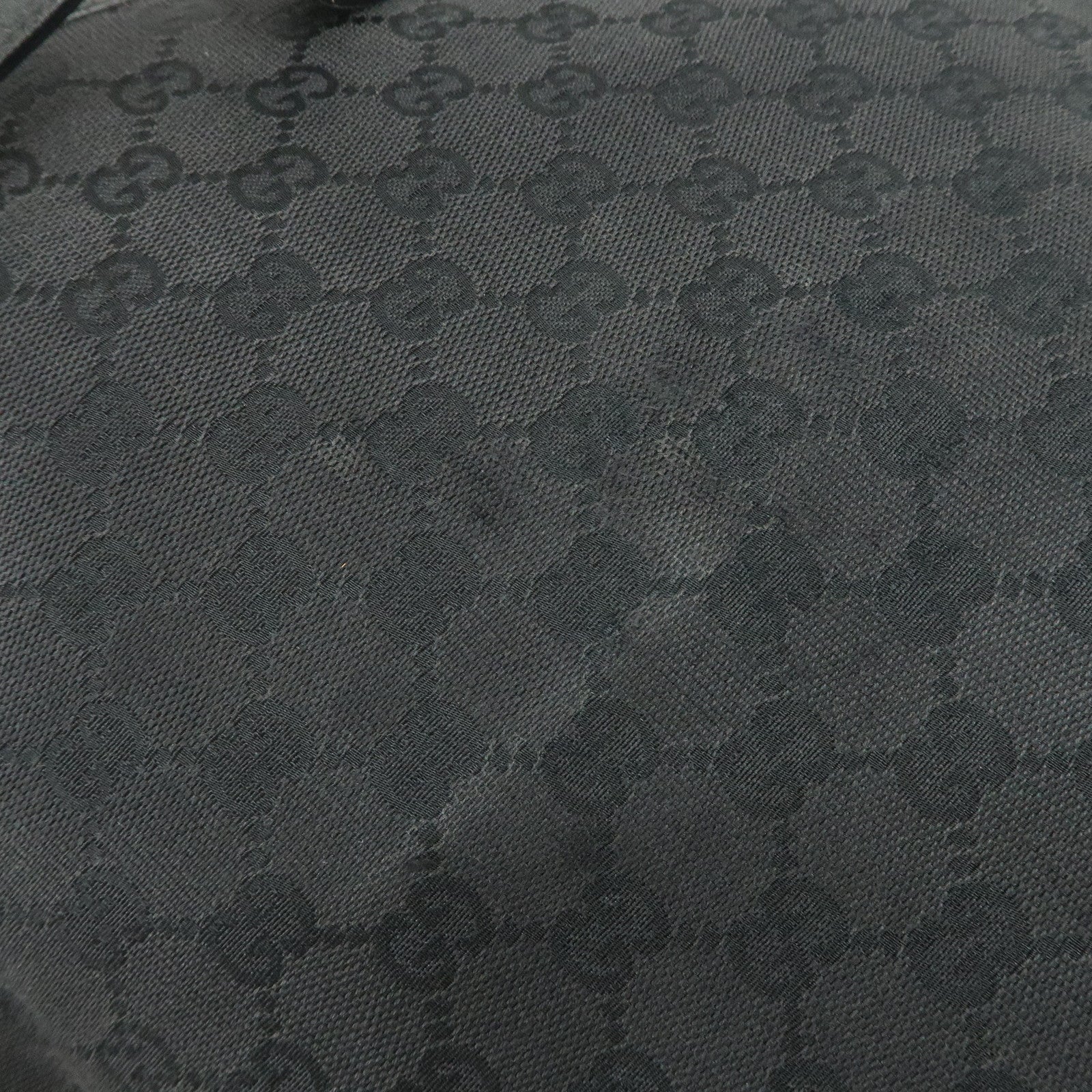 GUCCI Logo GG Canvas Leather Tote Bag Hand Bag Black 120836