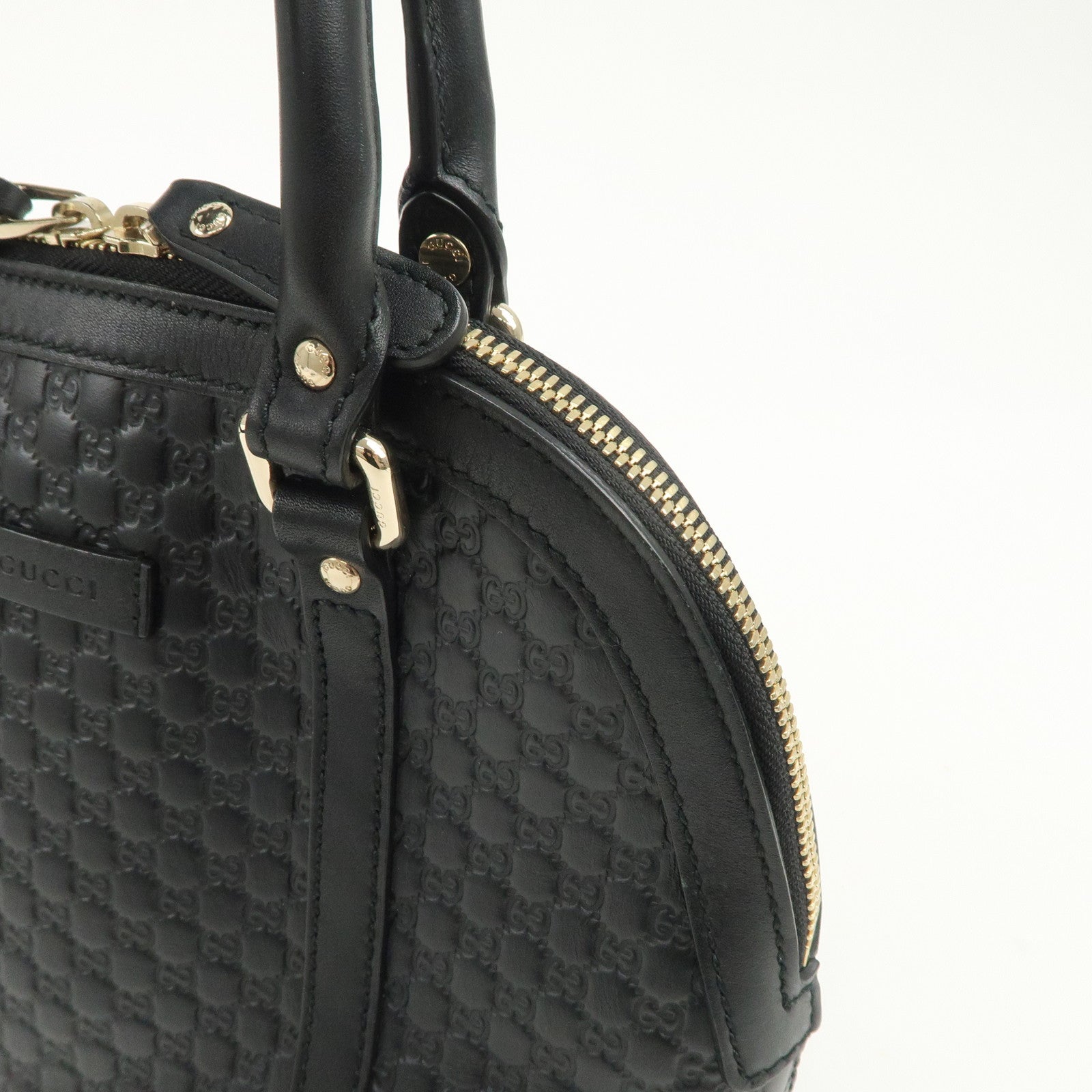 GUCCI Micro Guccissima Leather 2Way Hand Shoulder Bag Black 449654