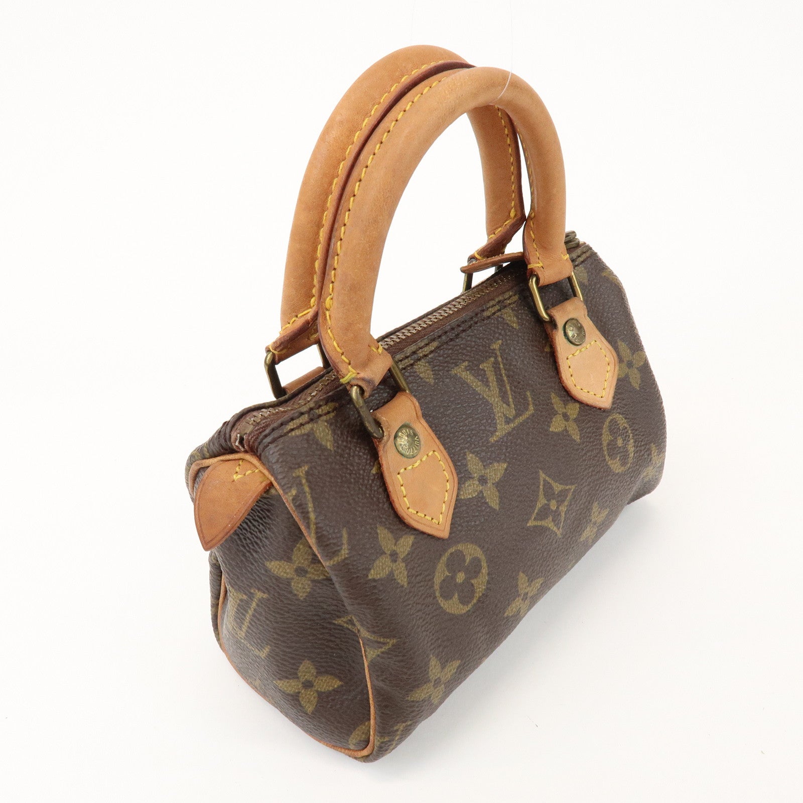 Louis Vuitton Monogram Mini Speedy Hand Bag & Strap Brown M41534
