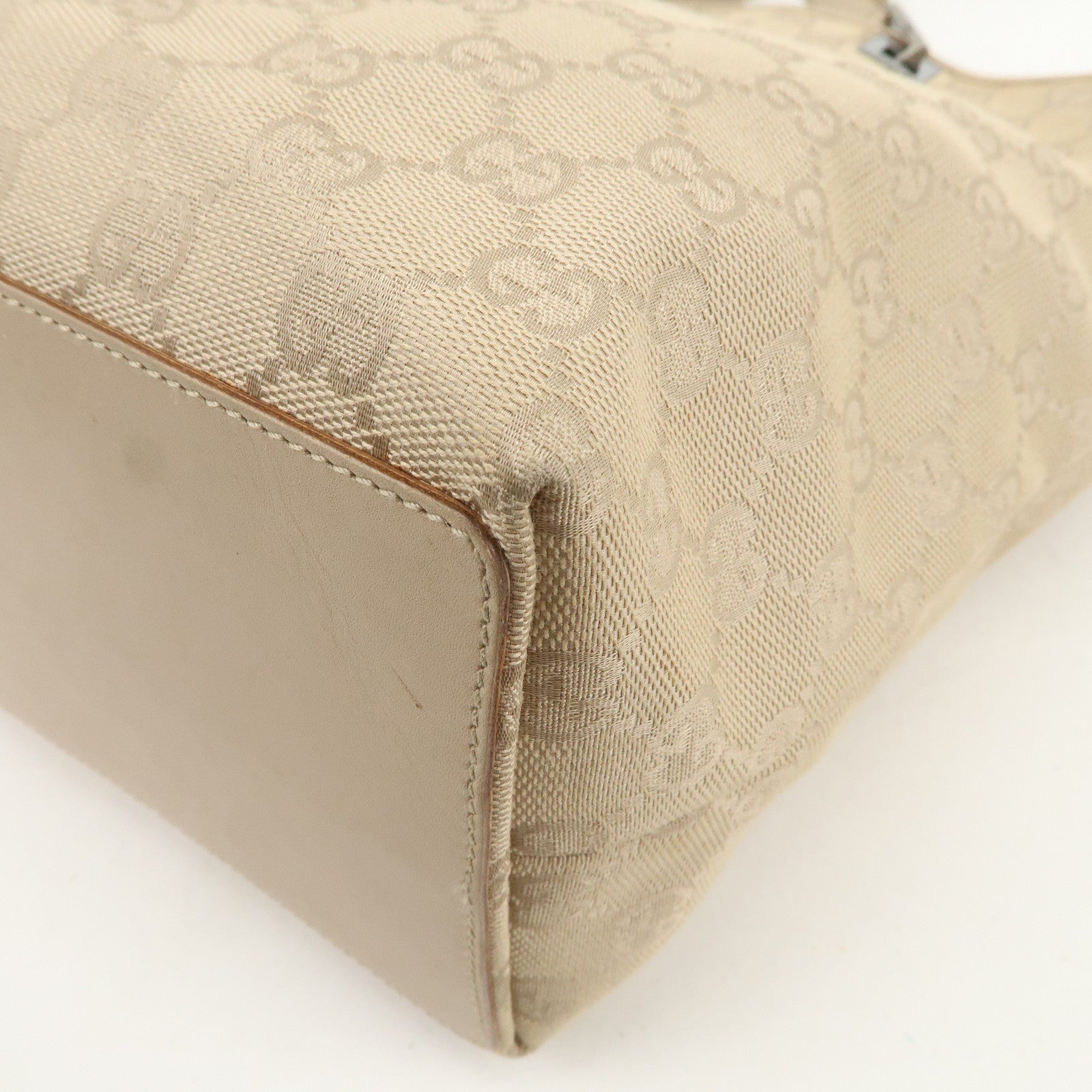 GUCCI GG Canvas Leather Tote Bag Shoulder Bag Beige 31243