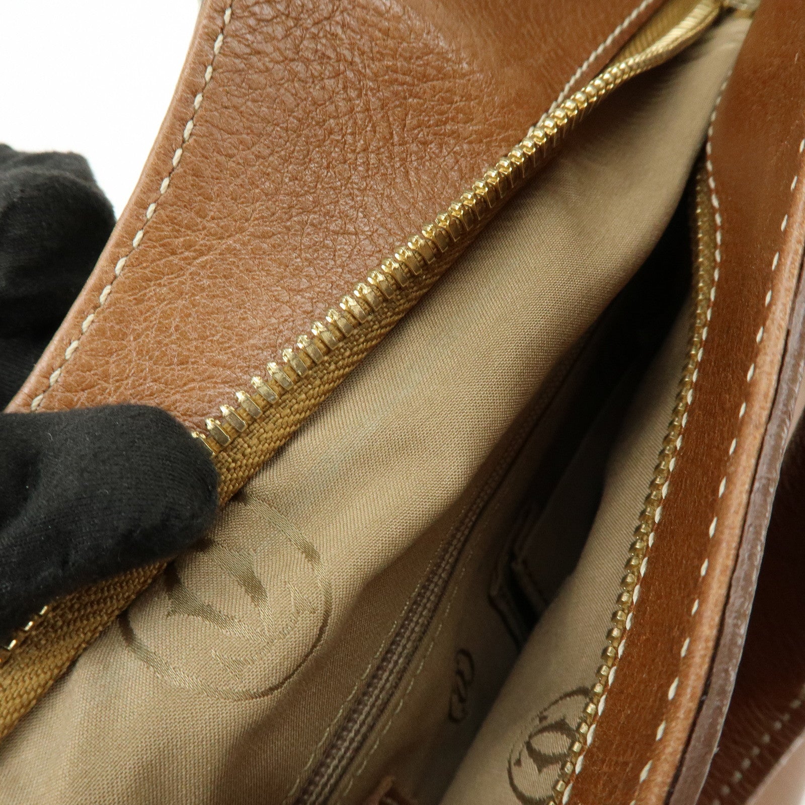 Cartier Marcello de Cartier Leather Hand Bag Tote Bag Brown