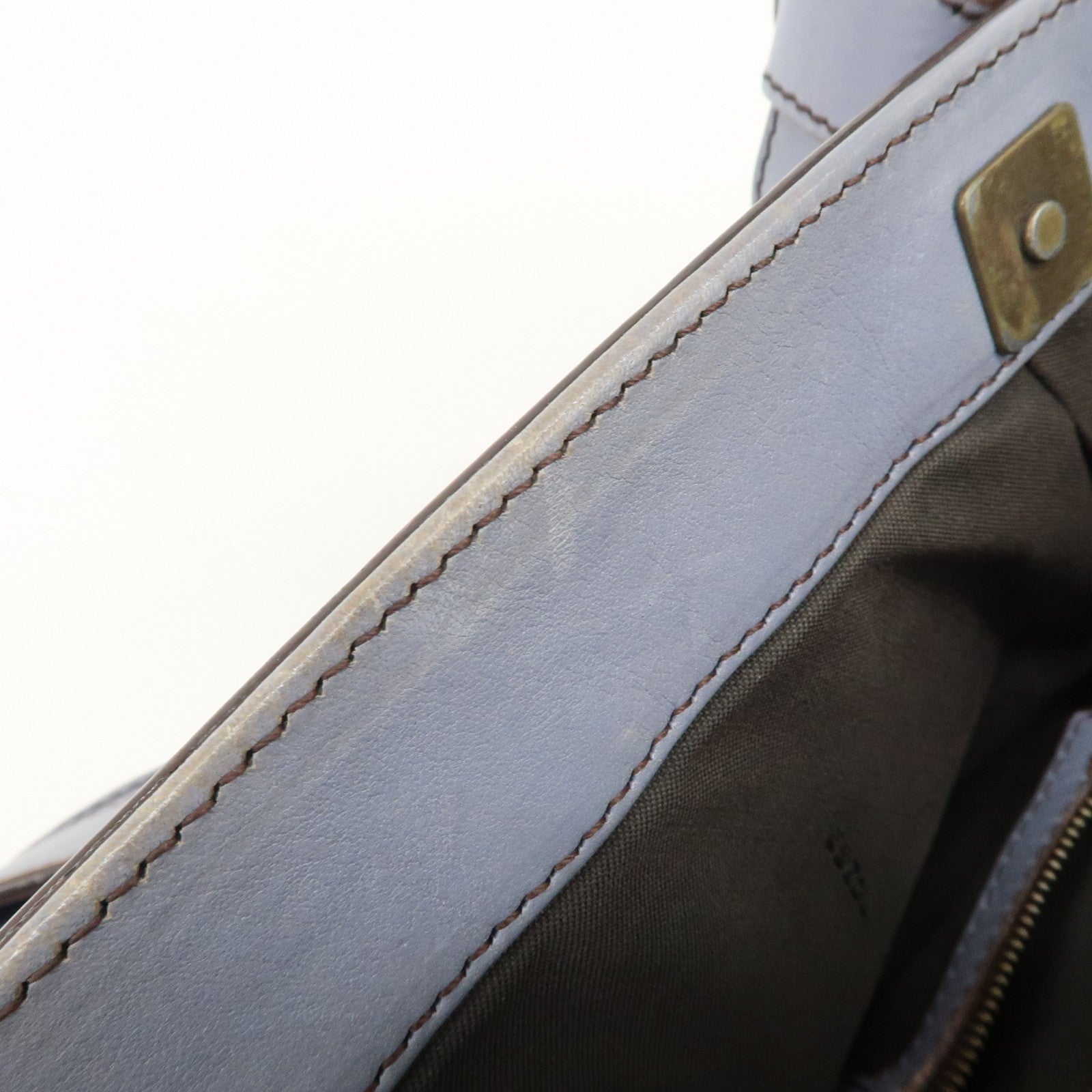 FENDI  Leather Shoulder Bag Hand Bag Blue Gold HDW Used