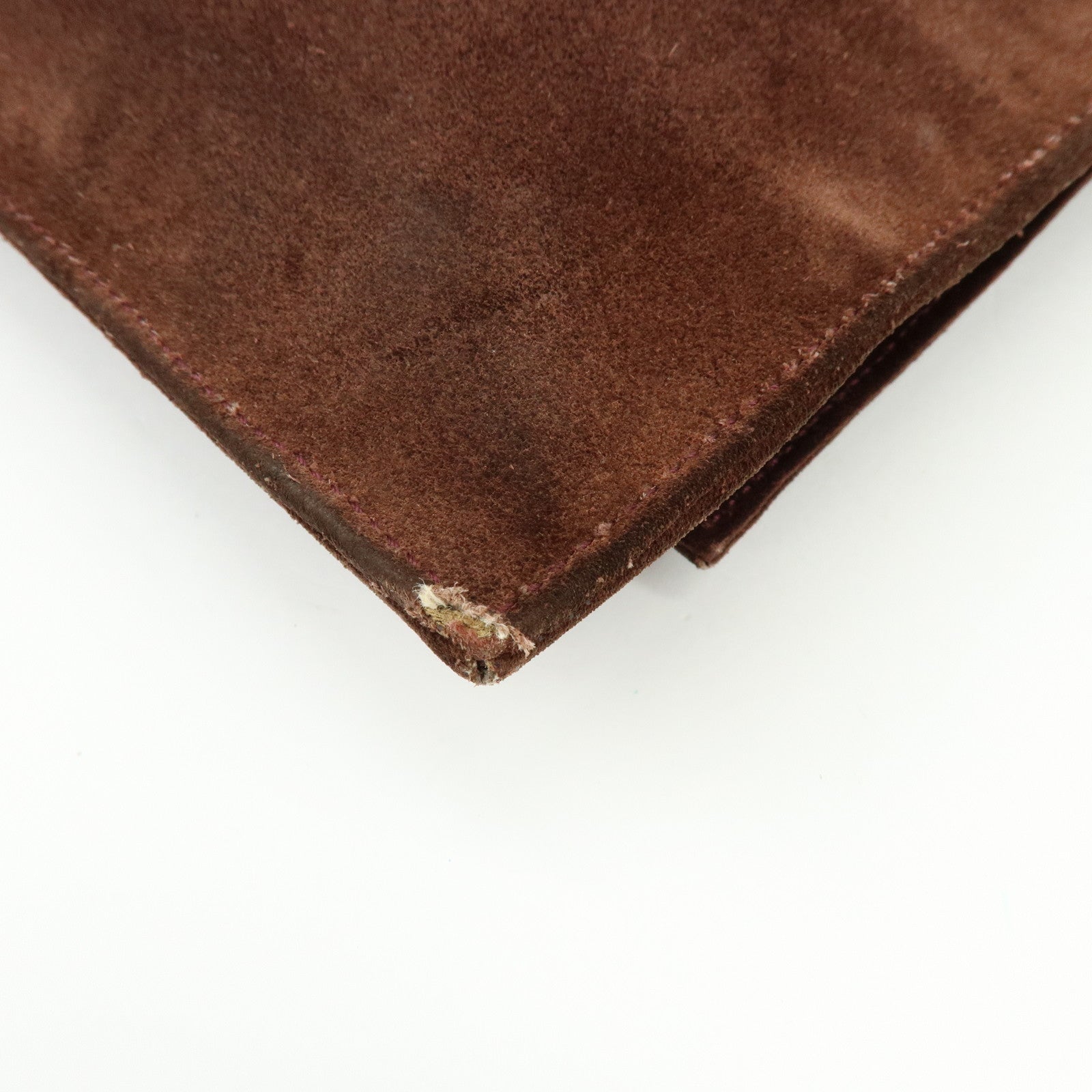 GUCCI Suede Wood Shoulder Bag Crossbody Bag Brown 002・1705