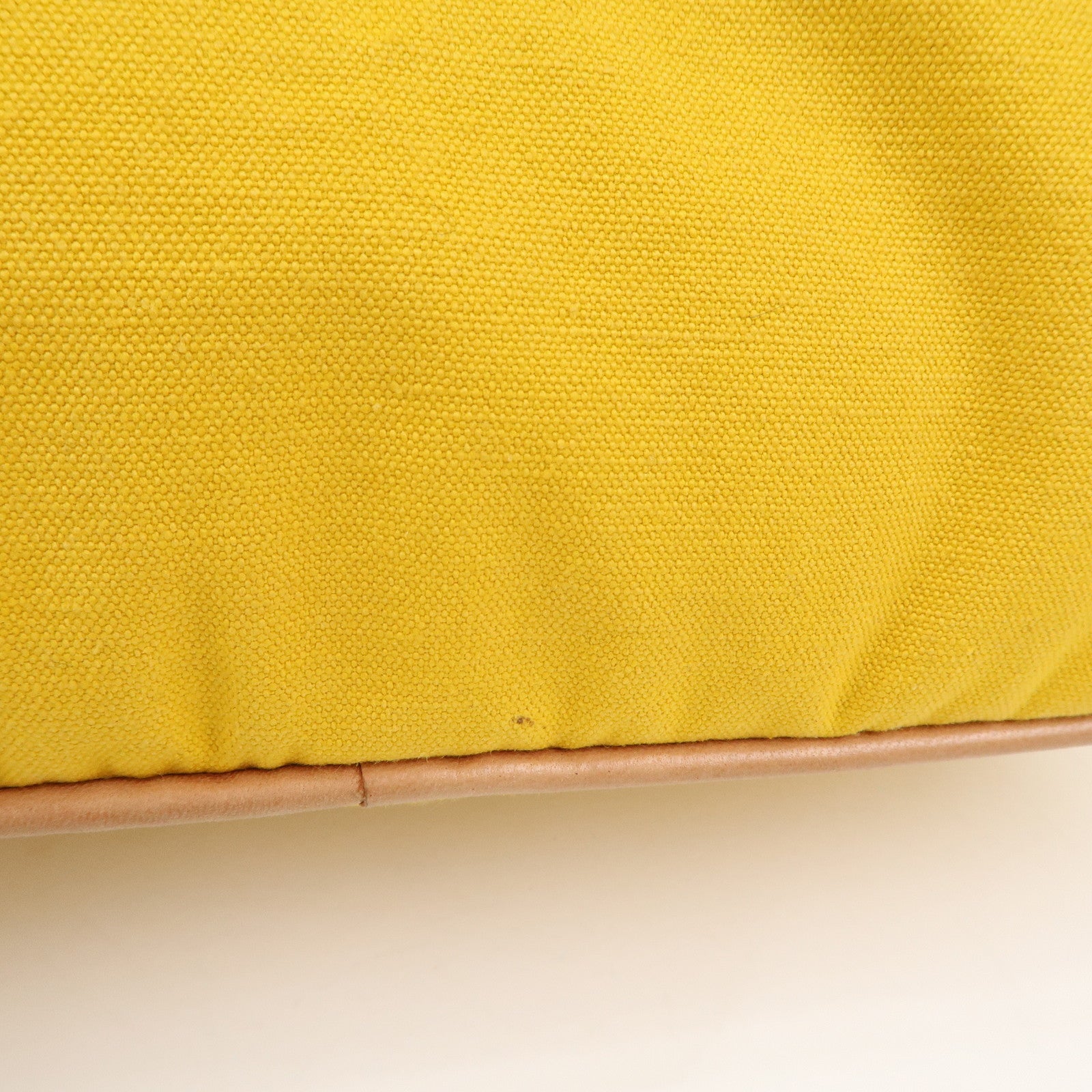 HERMES Bolide Pouch GM Canvas Leather Cosmetic Pouch Yellow