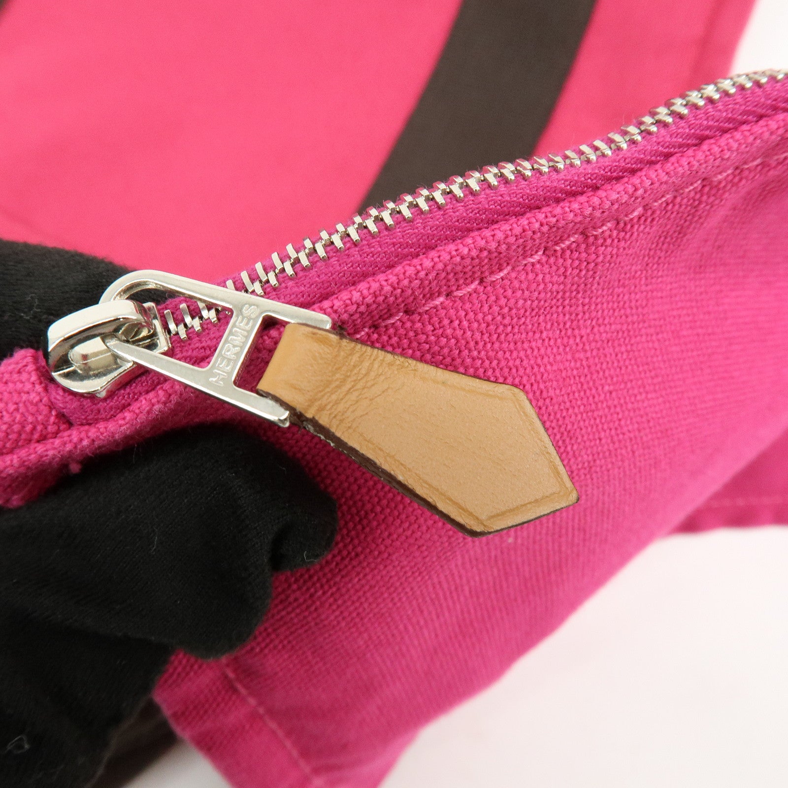 HERMES Sac de Plage Nomade PM Canvas Tote Bag Pink Brown