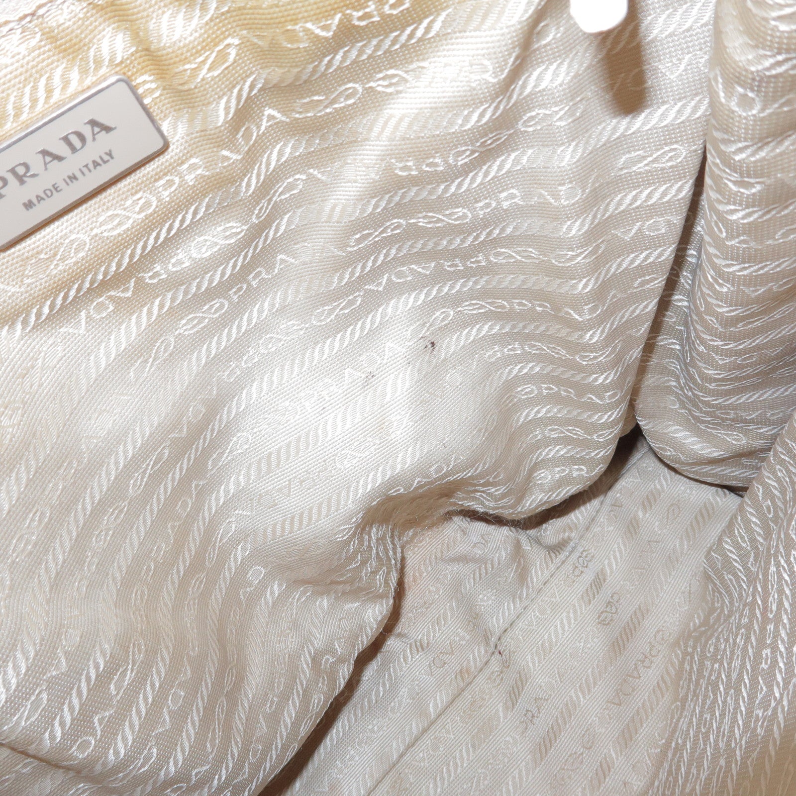 PRADA Triangle Logo Leather Tote Bag Shoulder Bag Light Brown