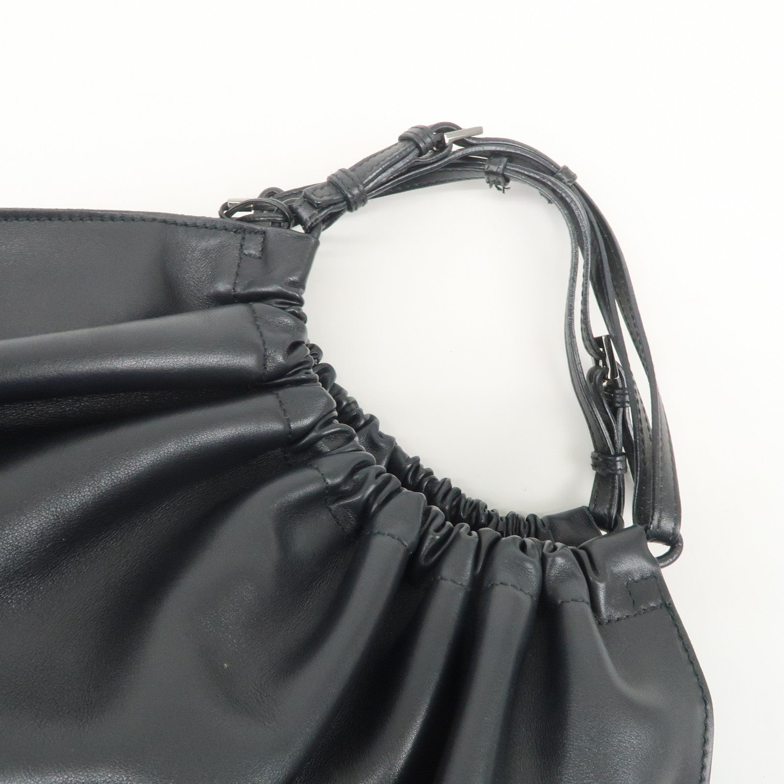 GUCCI Leather Tote Bag Hand Bag Black 76554