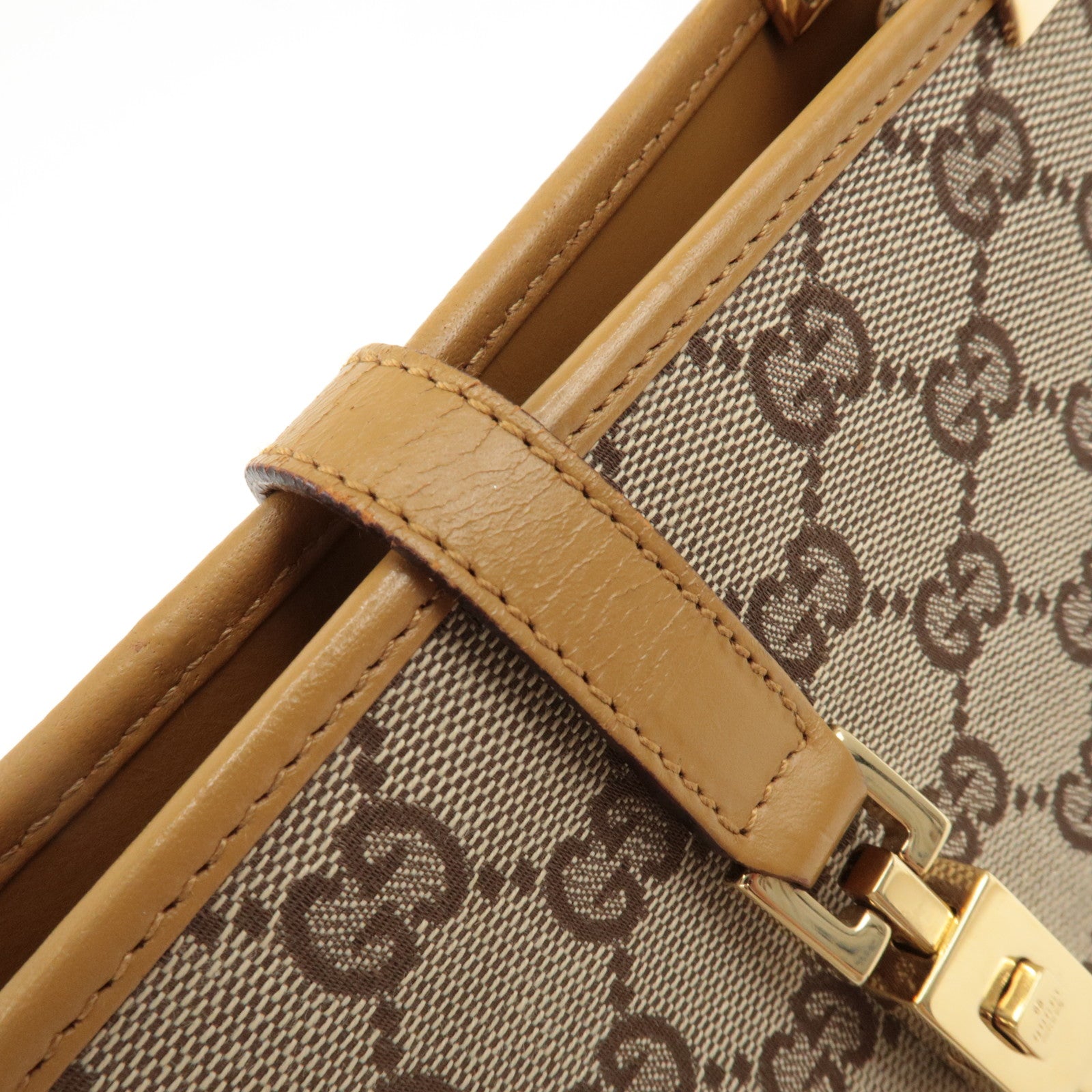 GUCCI Jackie Leather Shoulder Bag Tote Bag Beige 002.1073 Used