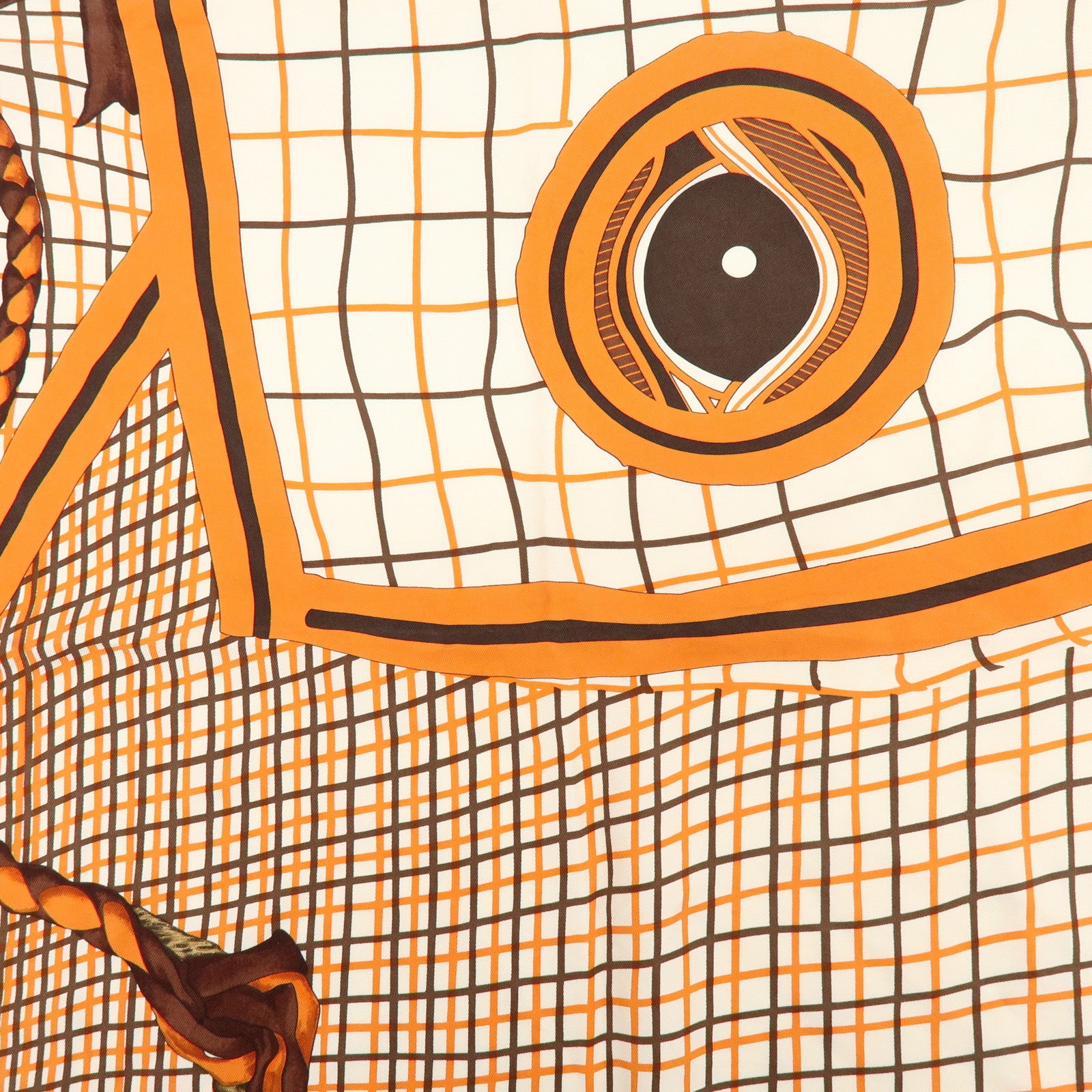 HERMES Carre 90 Silk 100% Scarf Bete de Concours Orange