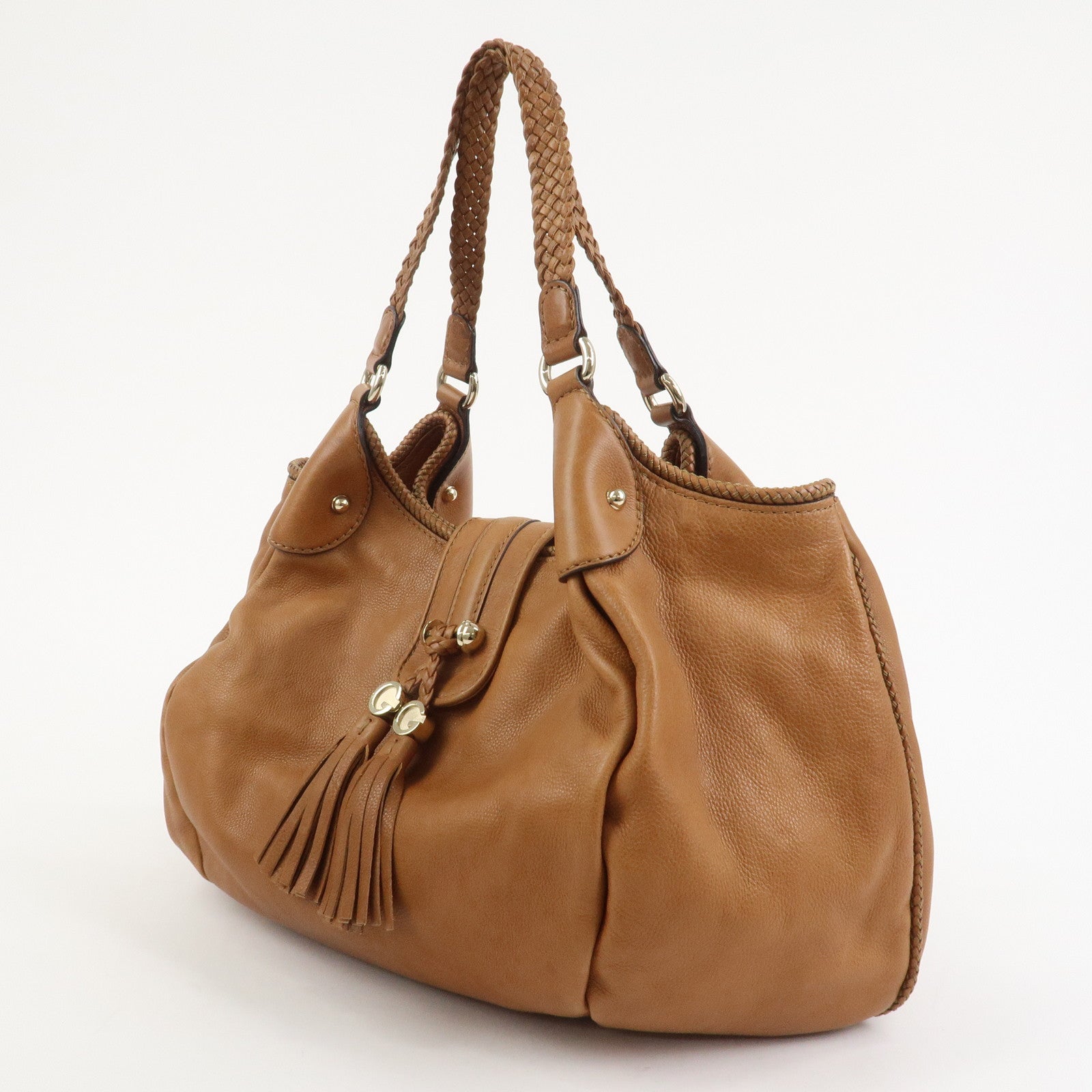 GUCCI Marrakech Leather Shoulder Bag Tote Bag Brown 257029