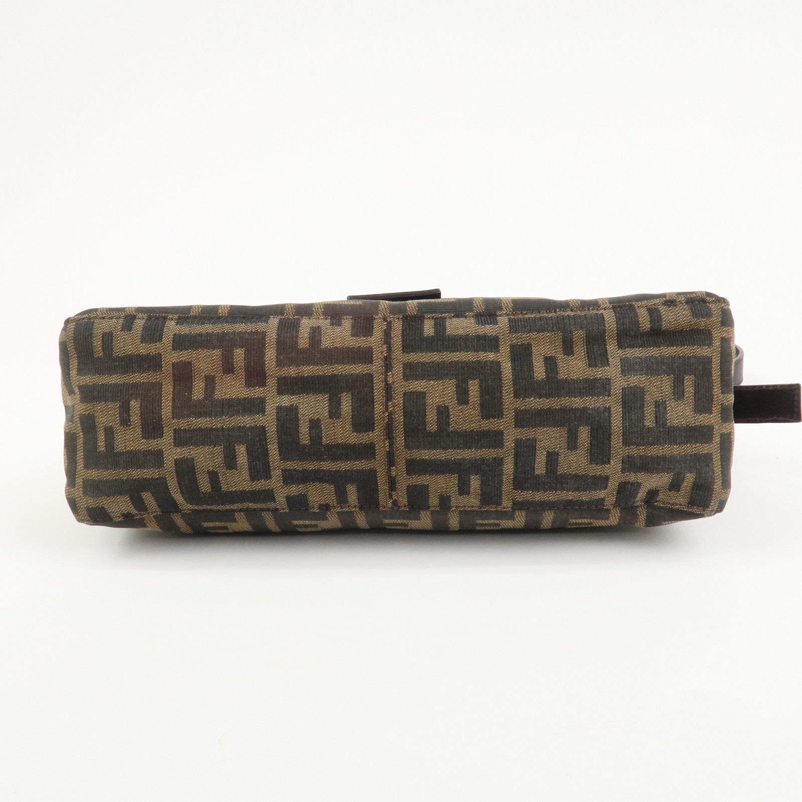 FENDI Zucca Canvas Leather Shoulder Bag Brown Black 26566