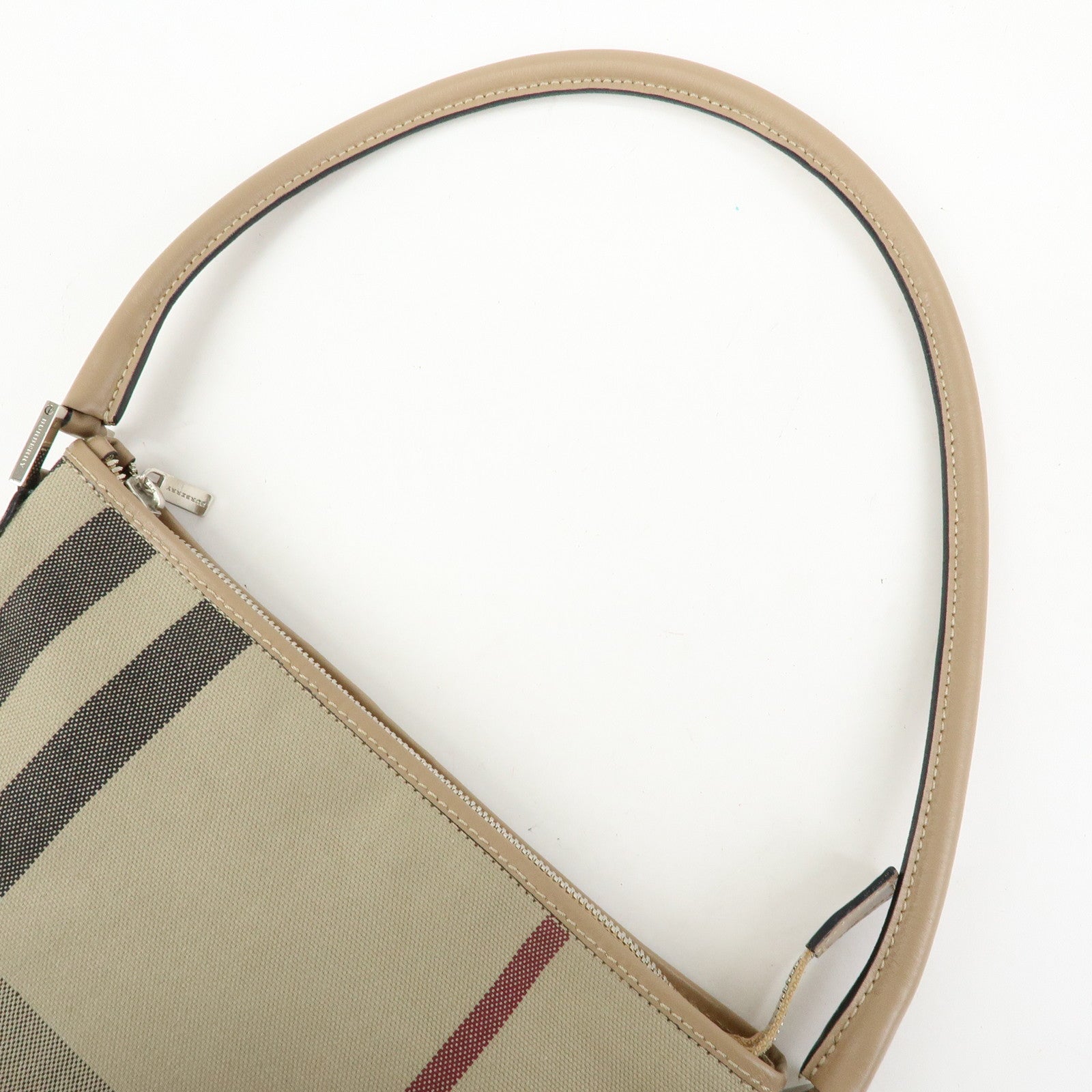 BURBERRY Nova Plaid Canvas Leather Shoulder Bag Beige