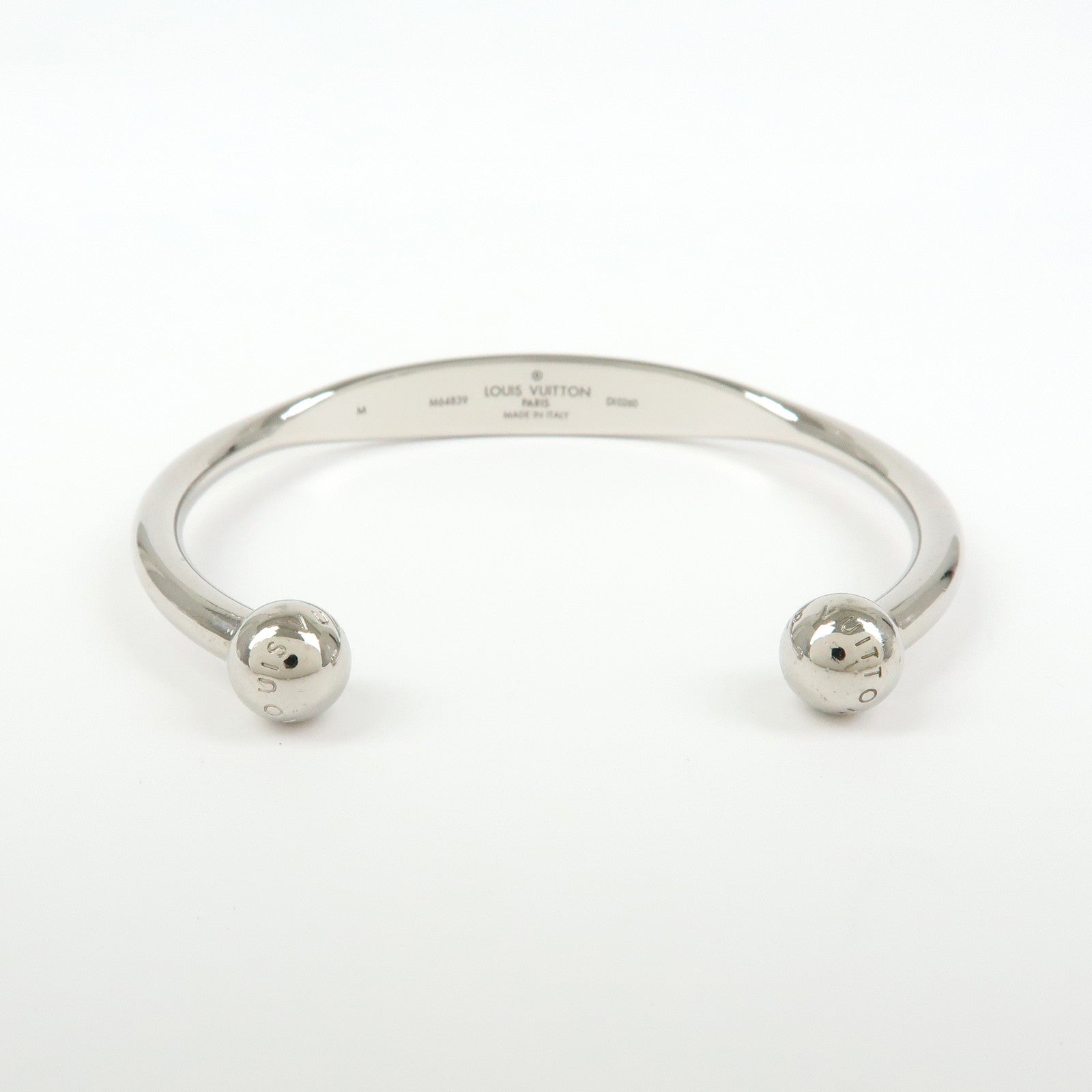 Louis Vuitton Monogram Metal Jonc Bracelet Bangle Silver M64839