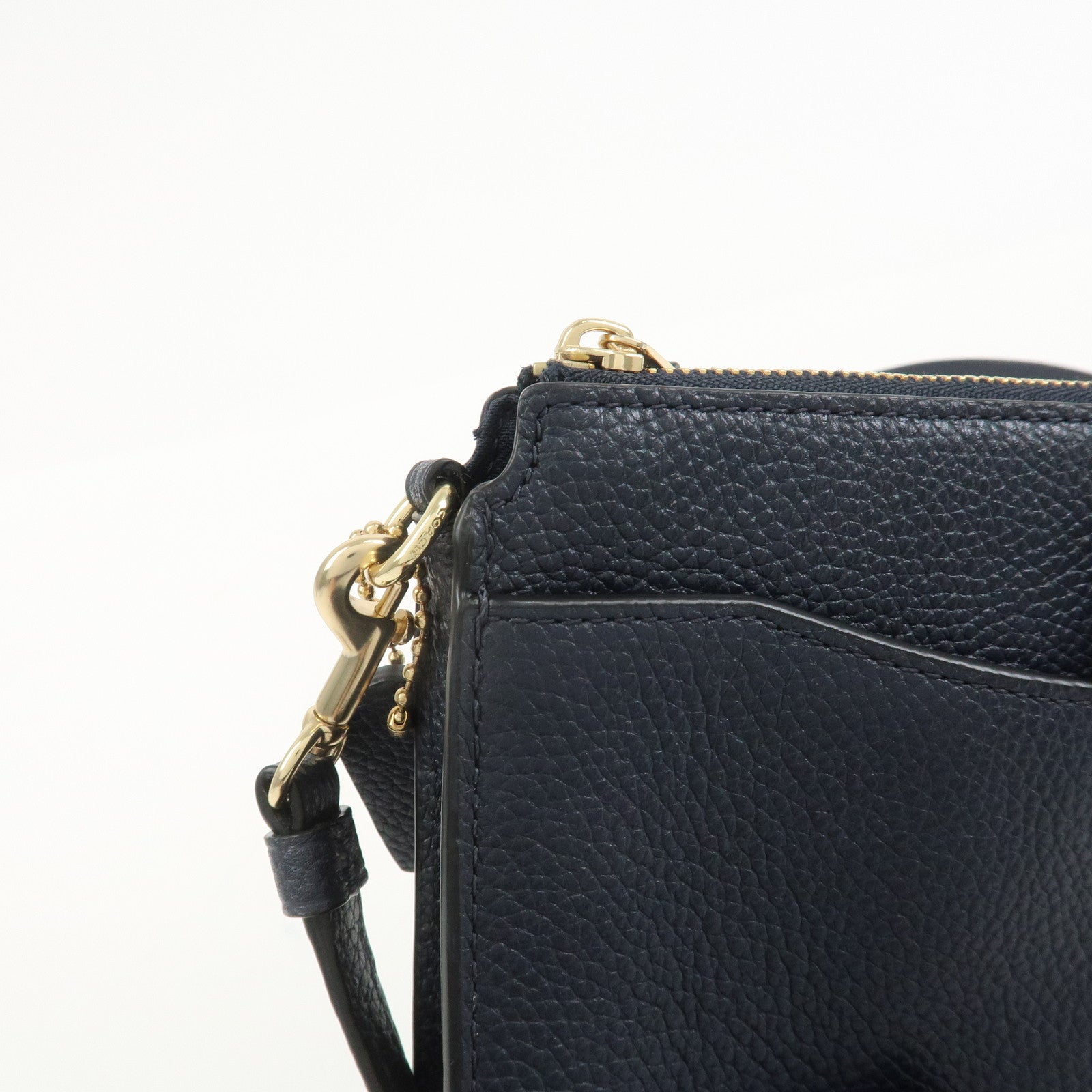 COACH Logo Leather Shoulder Bag Crossbody Bag Navy