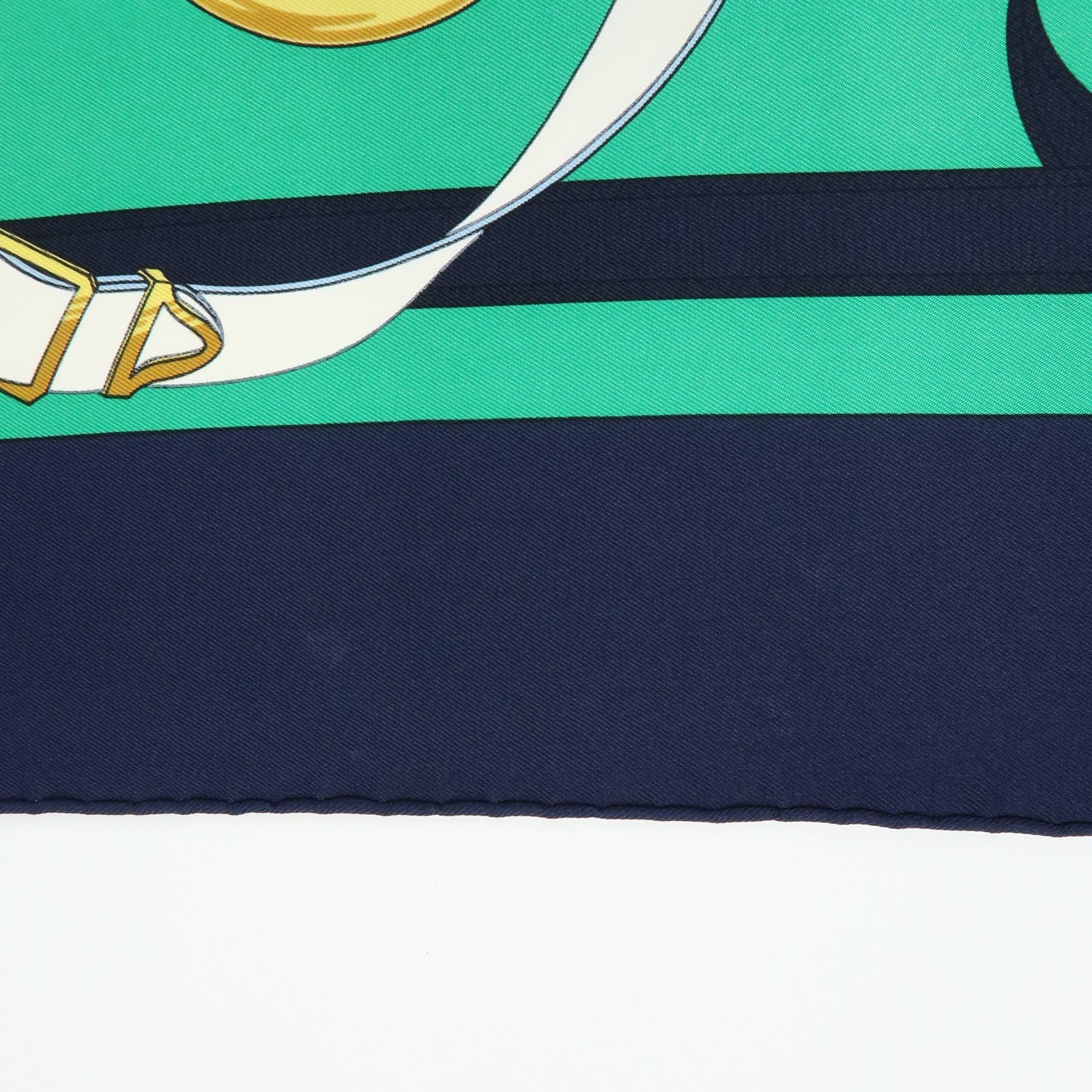 HERMES Carre 90 Silk 100% Scarf  Eperon d'or Navy Green Gold