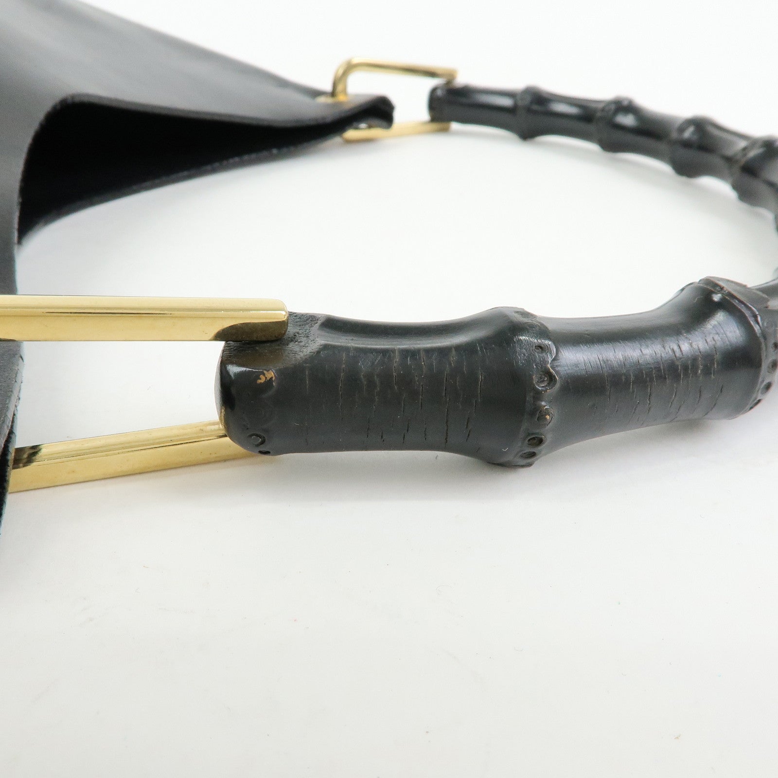 GUCCI Bamboo Leather Shoulder Bag Black 001・1553・1880