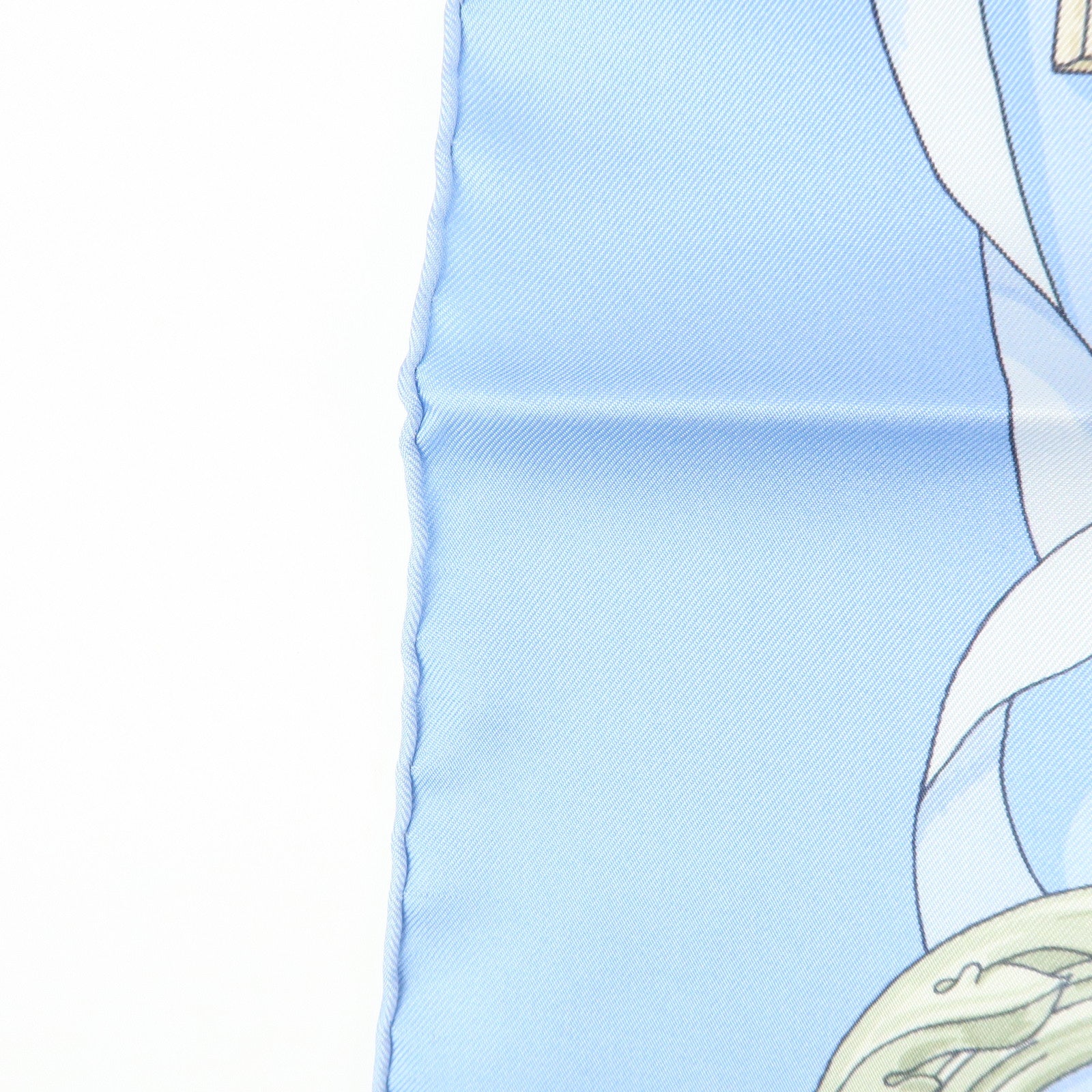 HERMES Carre 90 Silk 100% Scarf Ferronnerie Light Blue