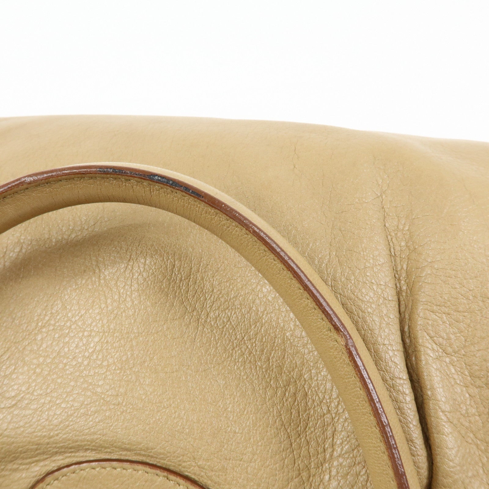 Ferragamo Gancini Leather Rattan Shoulder Bag Light Brown