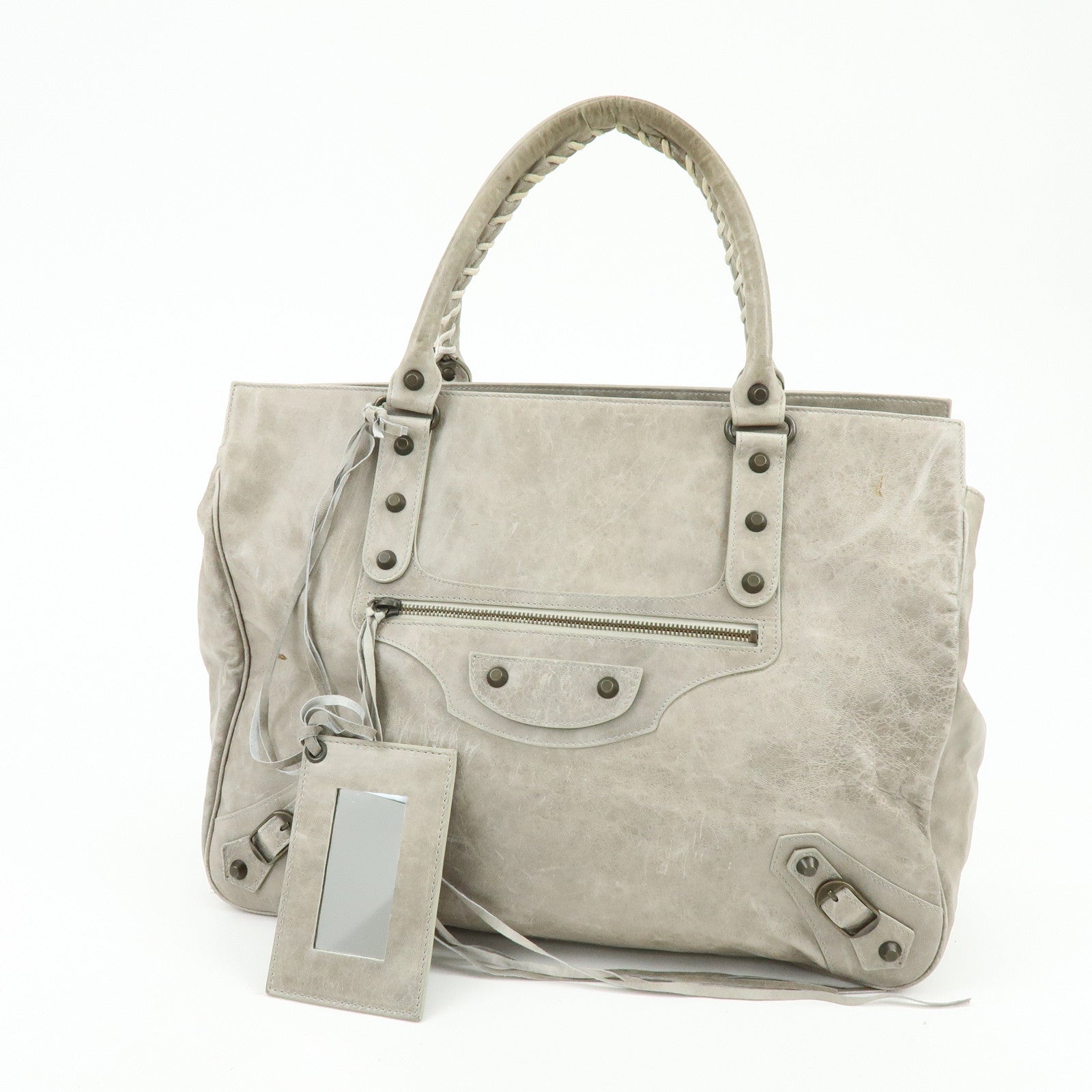 BALENCIAGA The Shopping Leather Tote Bag Shoulder Bag Gray