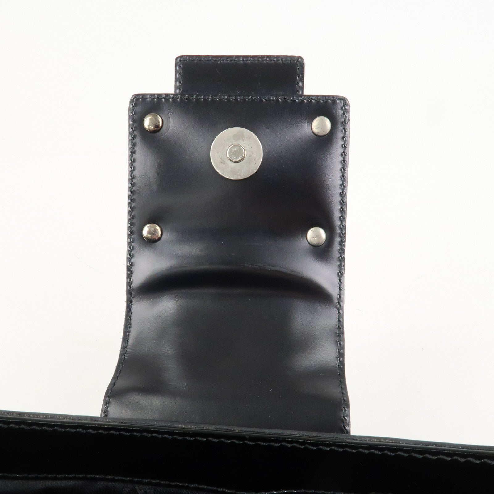 Ferragamo Patent Leather Shoulder Bag Hand Bag Black Silver HDW