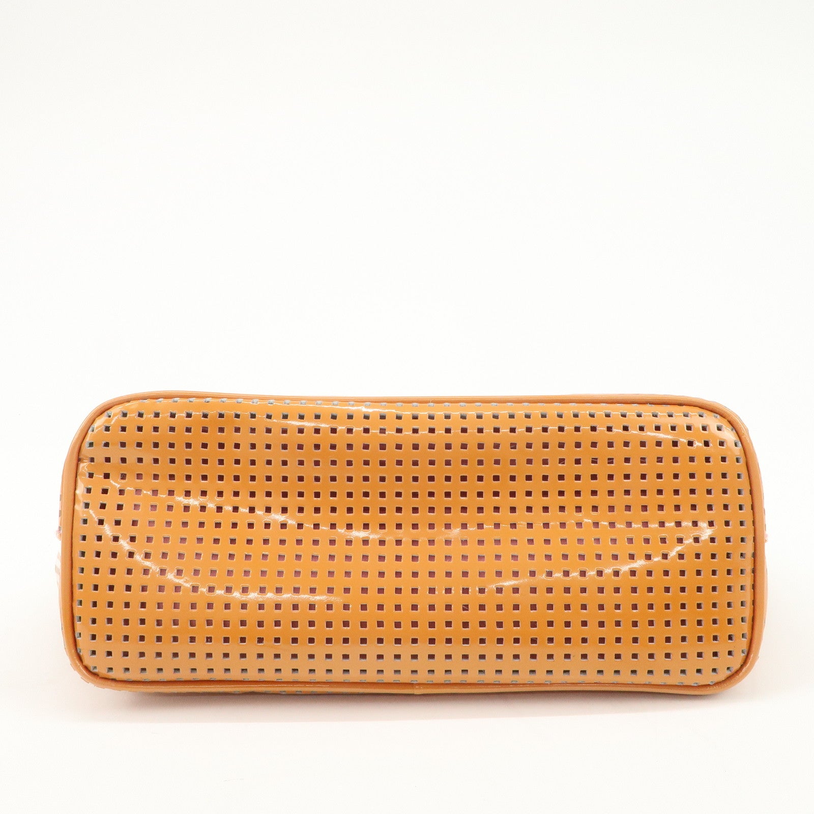 FENDI Patent Leather Mini Hand Bag Orange Lime Green 26636