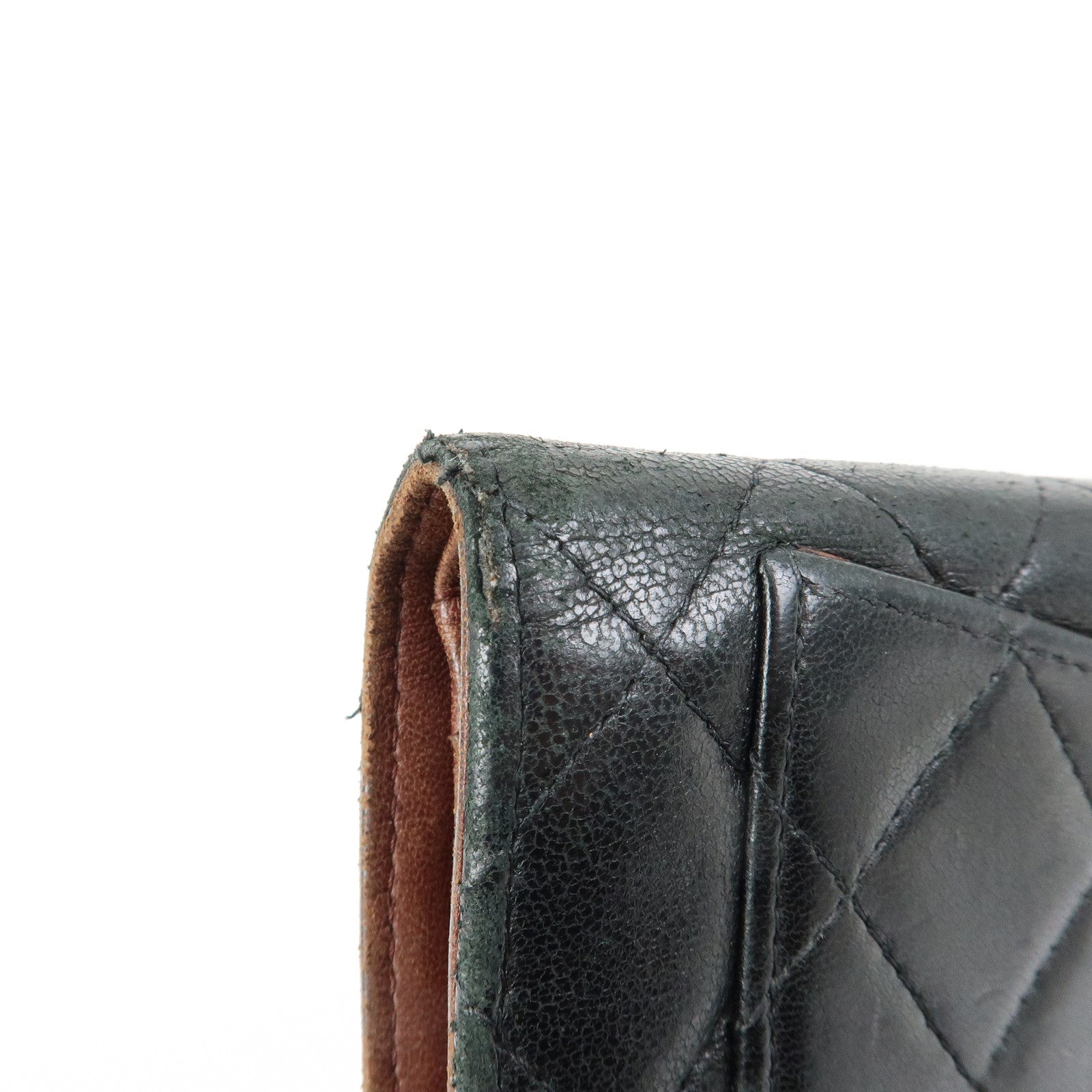 CHANEL Matelasse COCO Mark Lamb Skin Long Wallet Black
