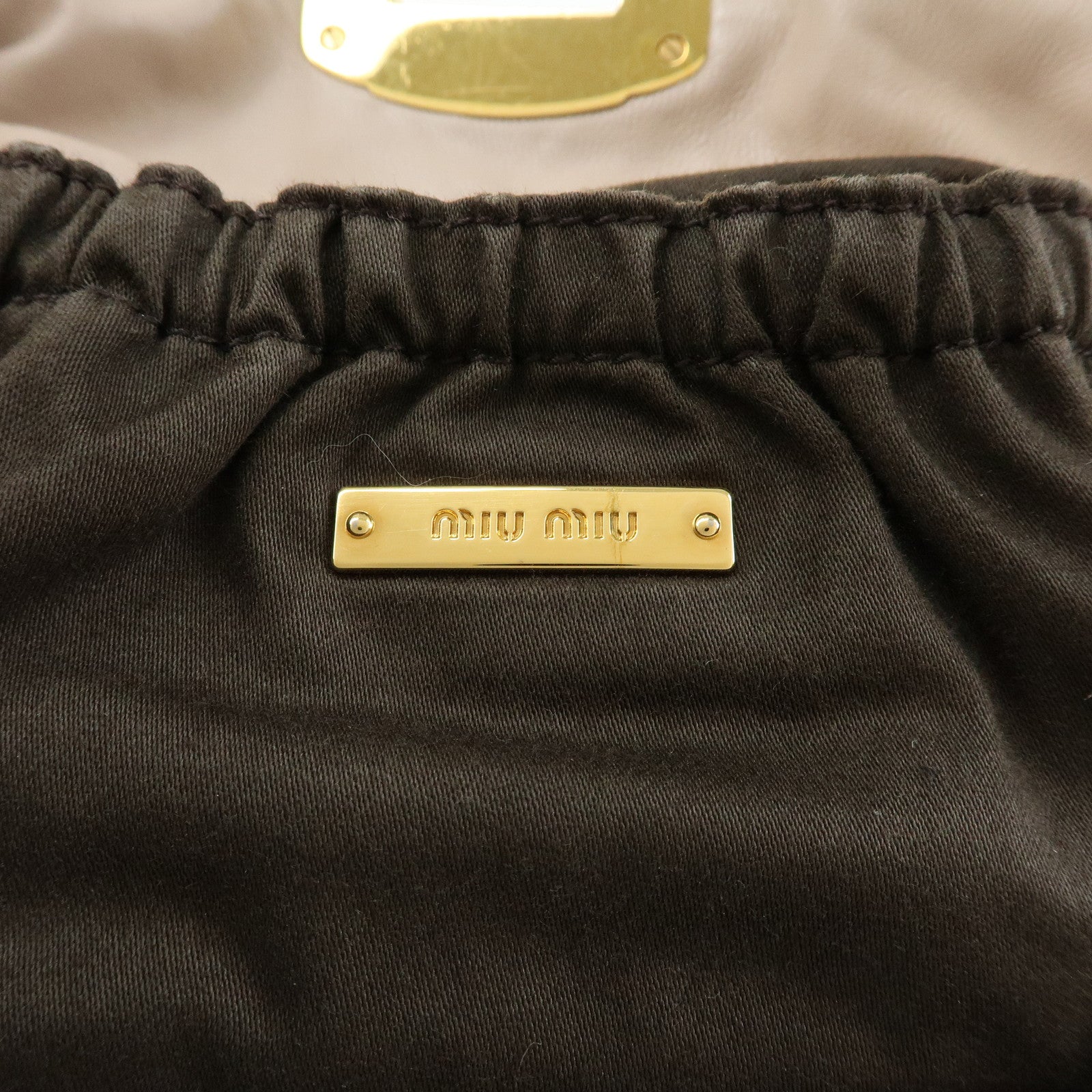 MIU MIU Nappa Leather 2Way Bag Hand Bag Shoulder Bag Beige