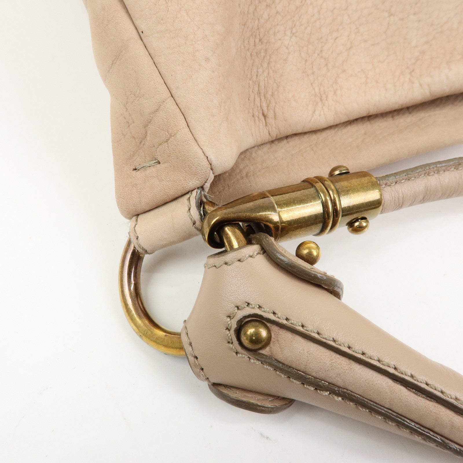 Ferragamo Vara Ribbon Leather 2Way Hand Bag Shoulder Bag Pink Beige