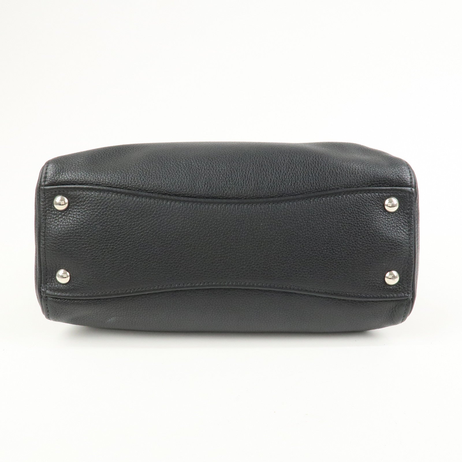 MIU MIU Logo Leather 2Way Shoulder Bag Hand Bag Black RR2014