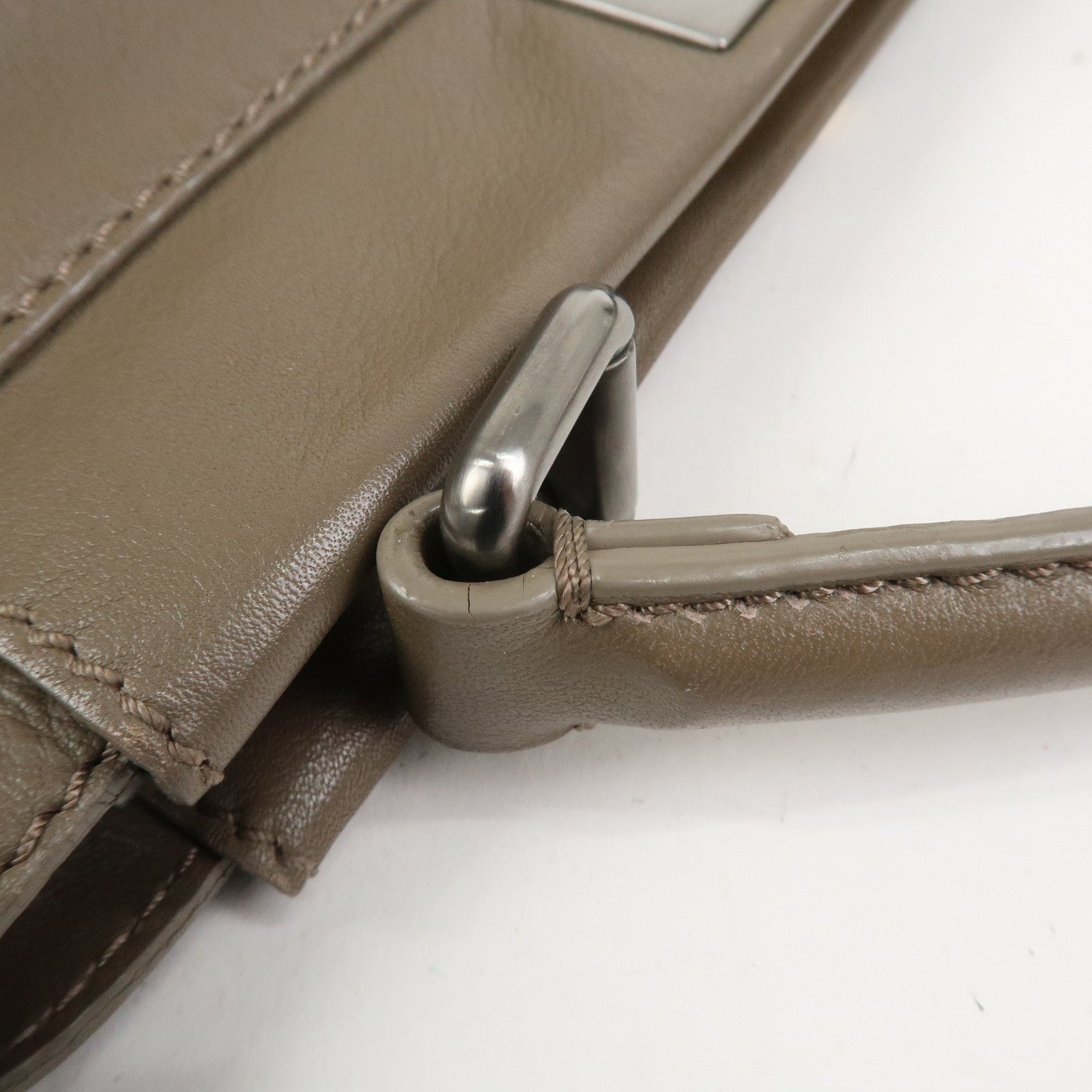 FENDI Leather Peekaboo 2Way Shoulder Bag Hand Bag Brown 8BN226