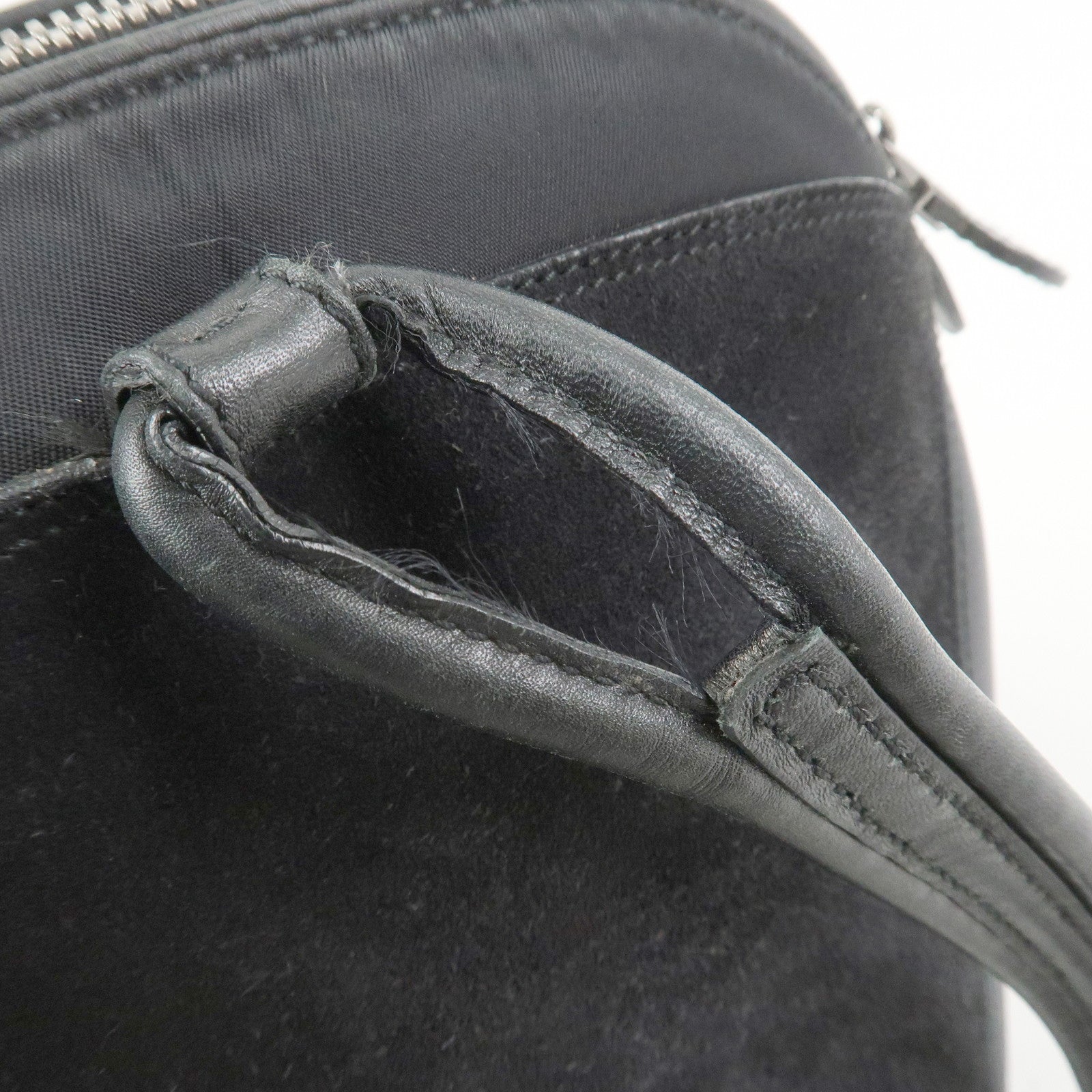 Ferragamo Gancini Suede Nylon Leather Shoulder Bag Hand Bag Black