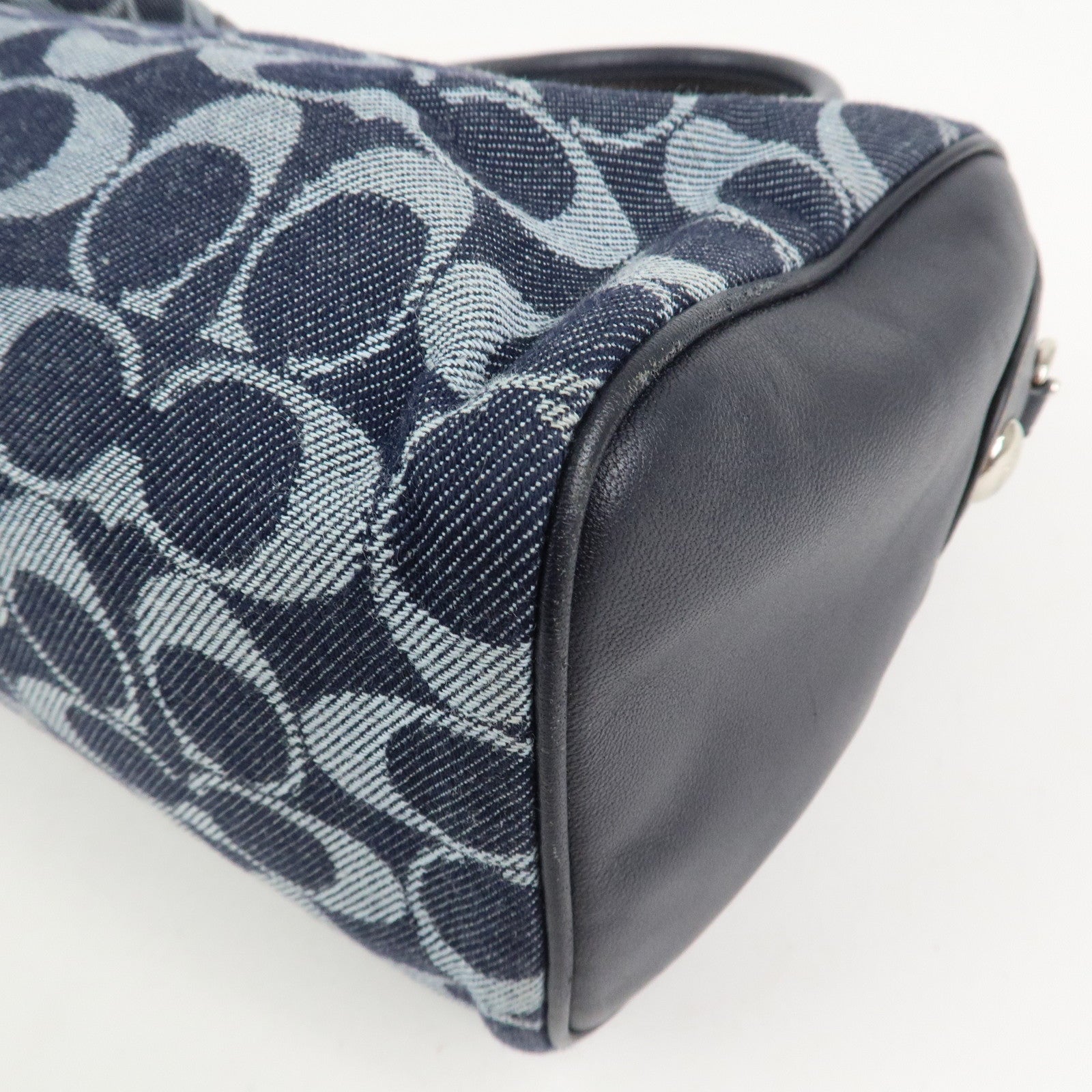 COACH Signature Denim Leather 2Way Bag Shoulder Bag Hand Bag