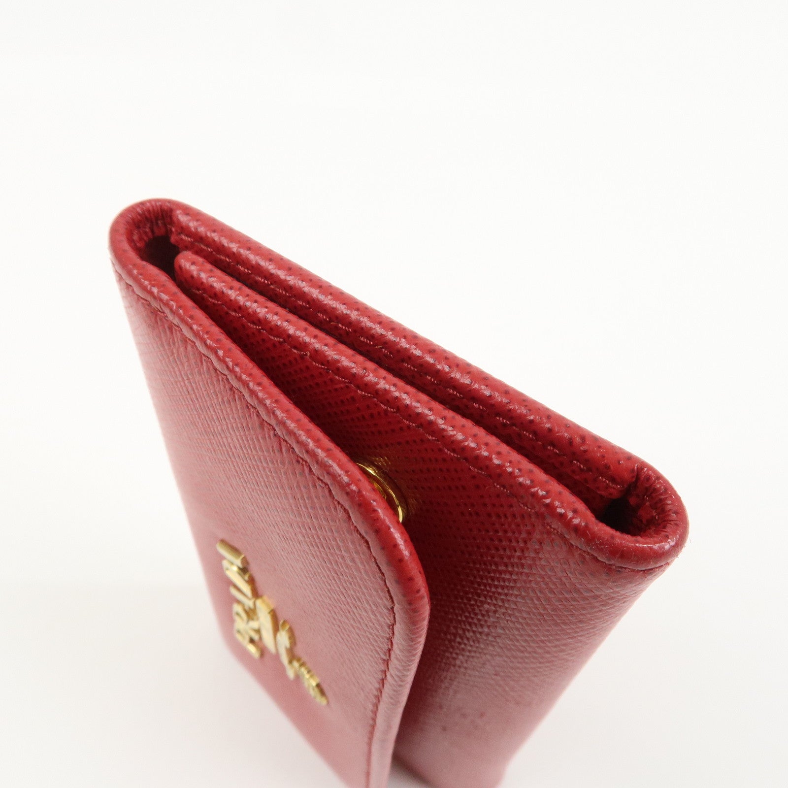 PRADA Logo Saffiano Leather Key Case Key Holder Red 11BG222