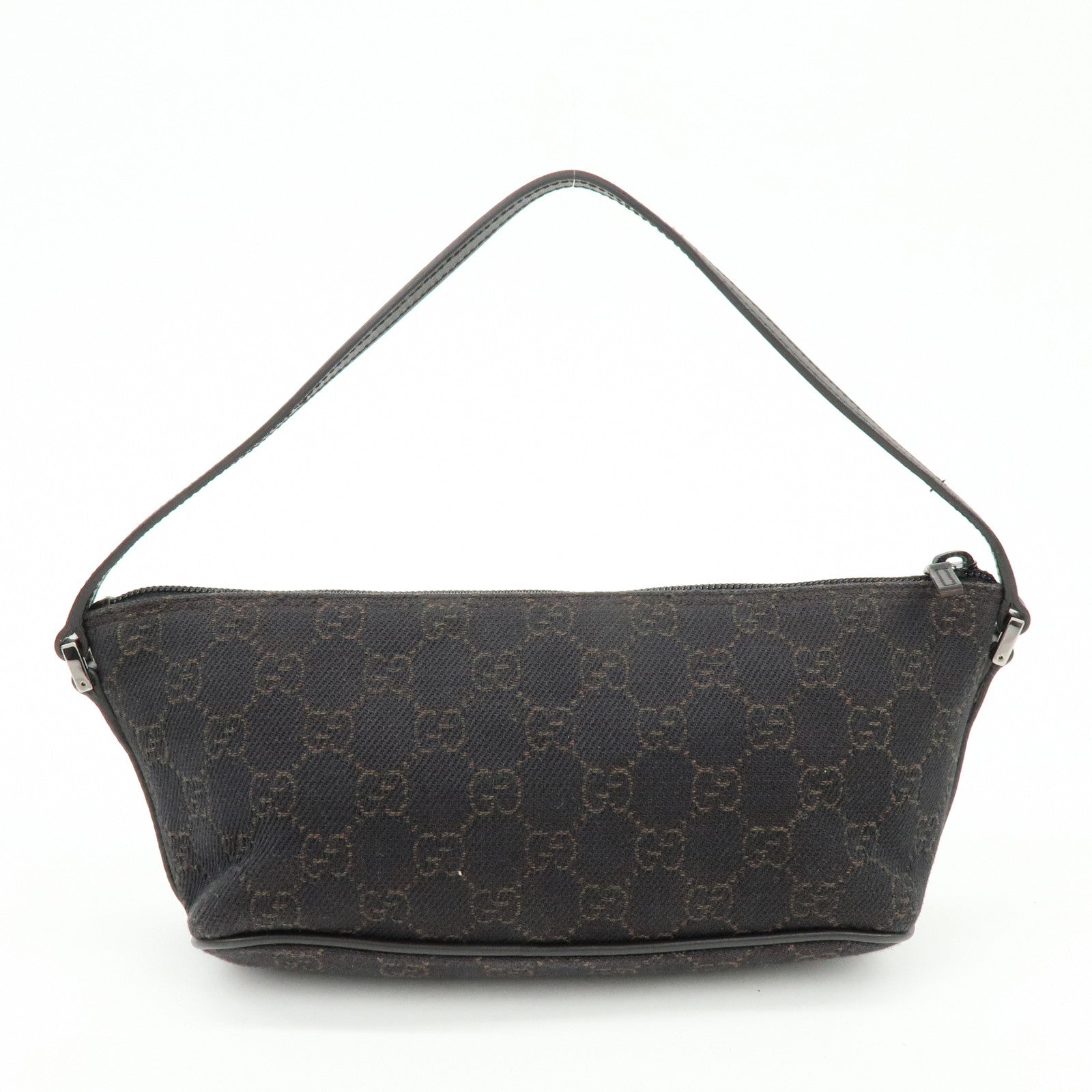 GUCCI Boat Bag GG Canvas Accessory Pouch Hand Bag Brown 07198