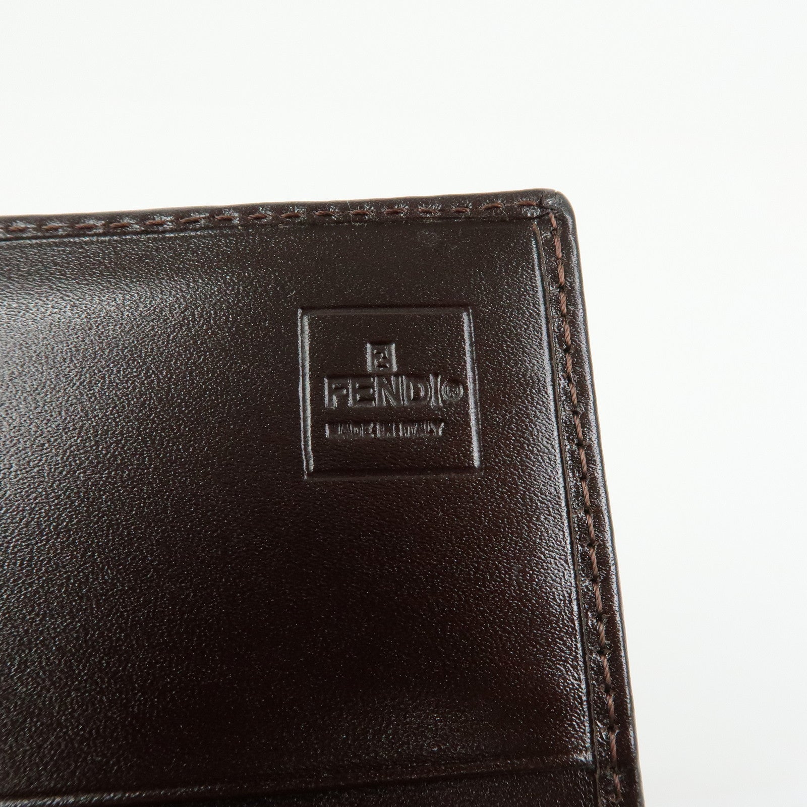 FENDI Zucca Canvas Leather Bi-fold Long Wallet Brown 30851