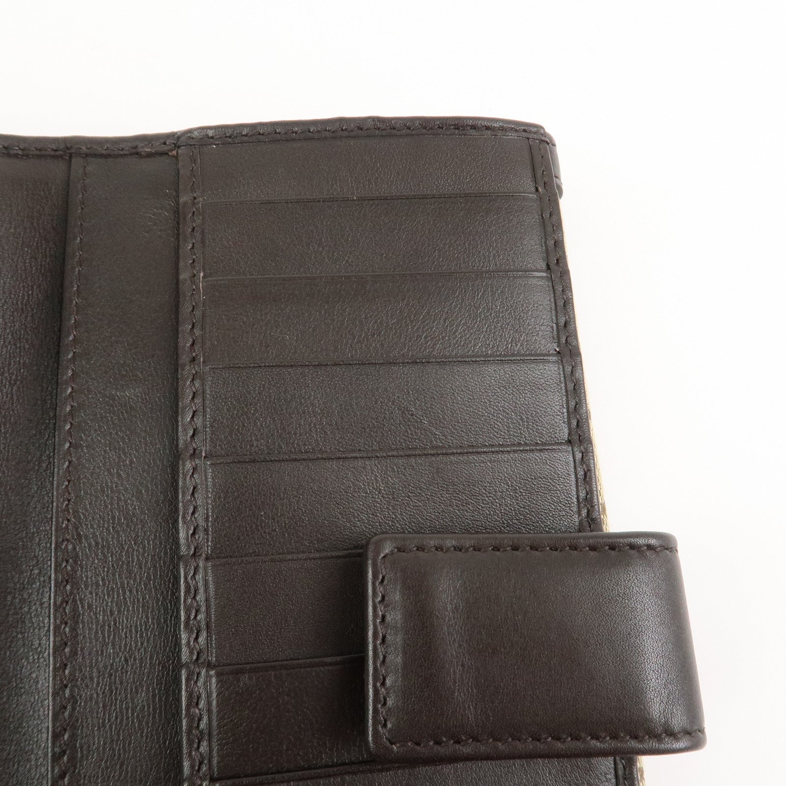 GUCCI Interlocking G GG Canvas Double Flap Long Wallet Brown 282426