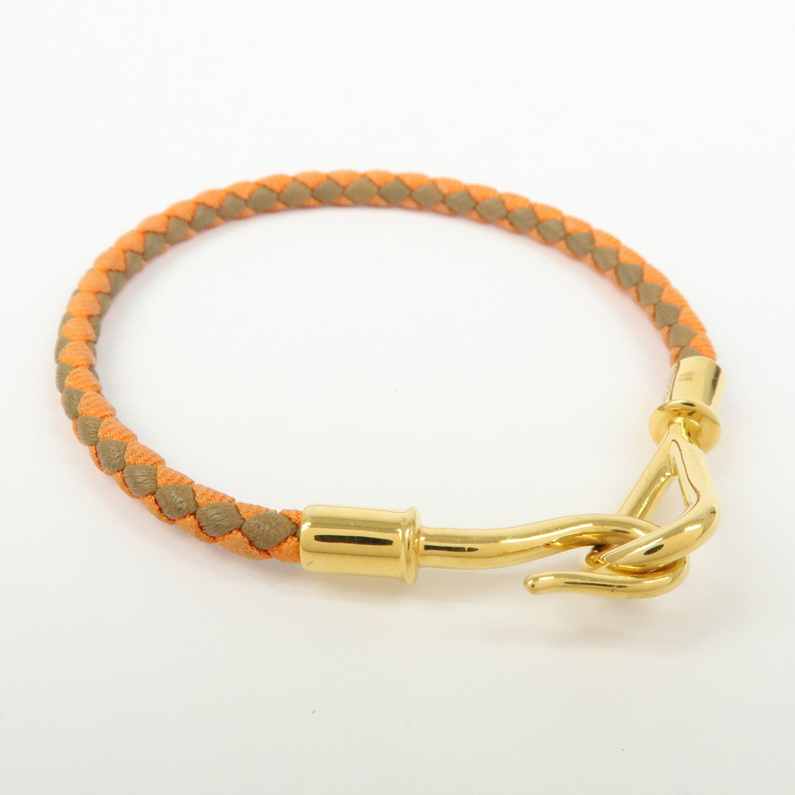 HERMES Leather Jumbo Choker Bracelet Orange Brown