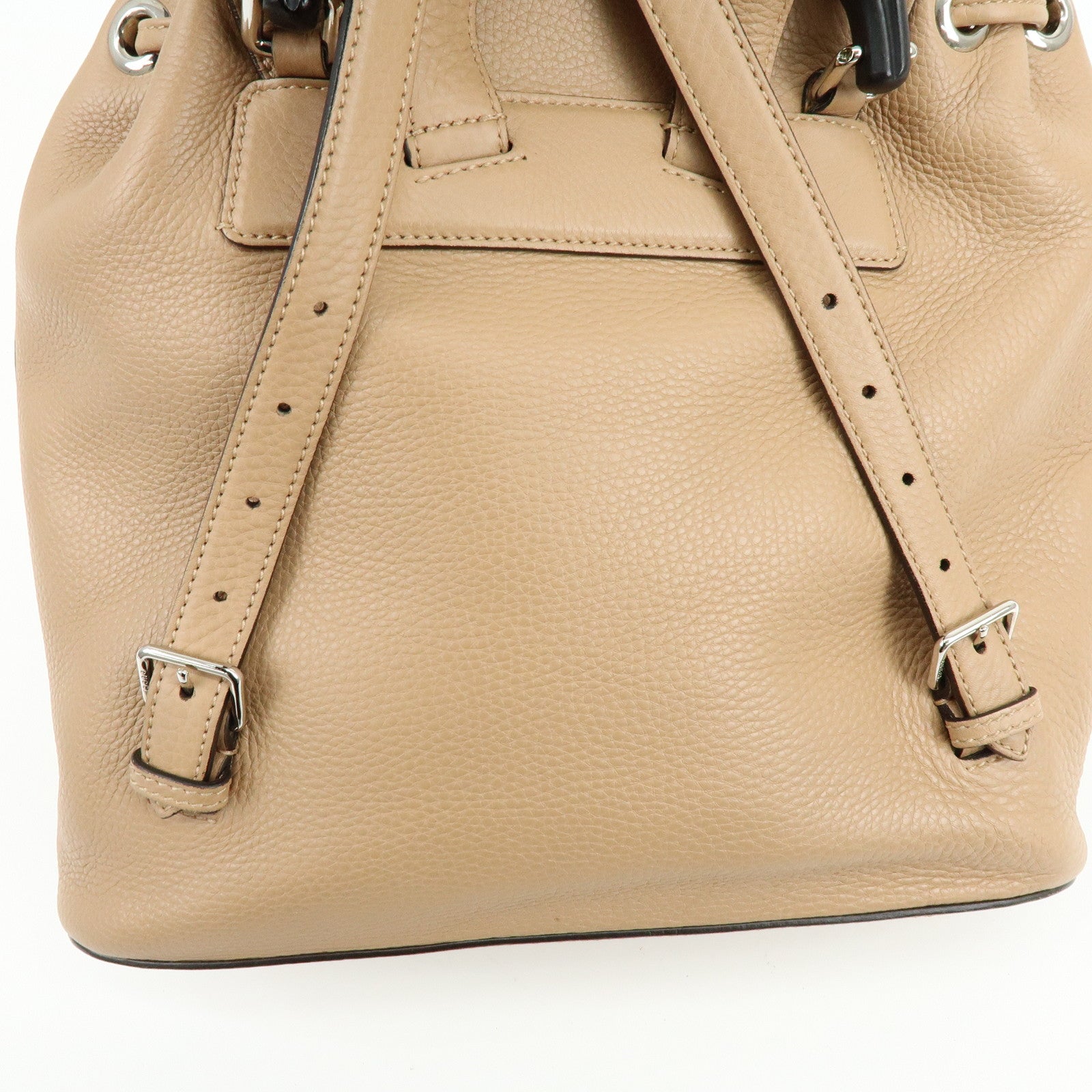 GUCCI Bamboo Leather Tassel Backpack Rucksack Pink Beige 370833