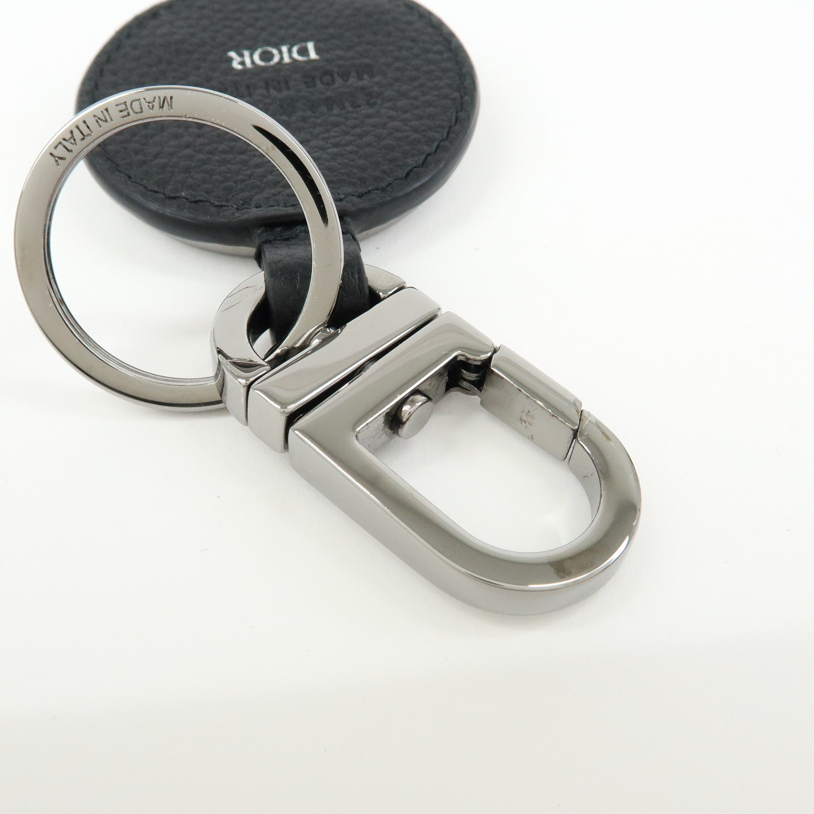 Christian Dior Grained Calf Leather D-Touch Key Ring Bag Charm