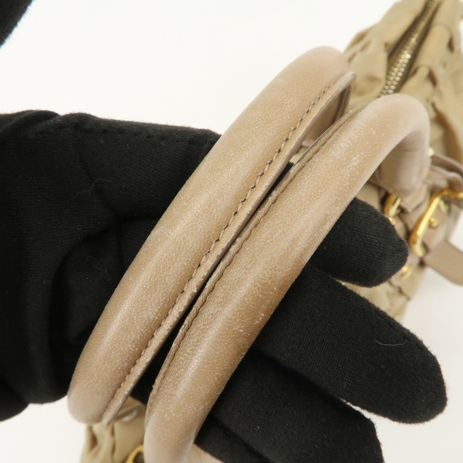 PRADA Logo Nylon Leather 2Way Shoulder Bag Hand Bag Beige BN1407