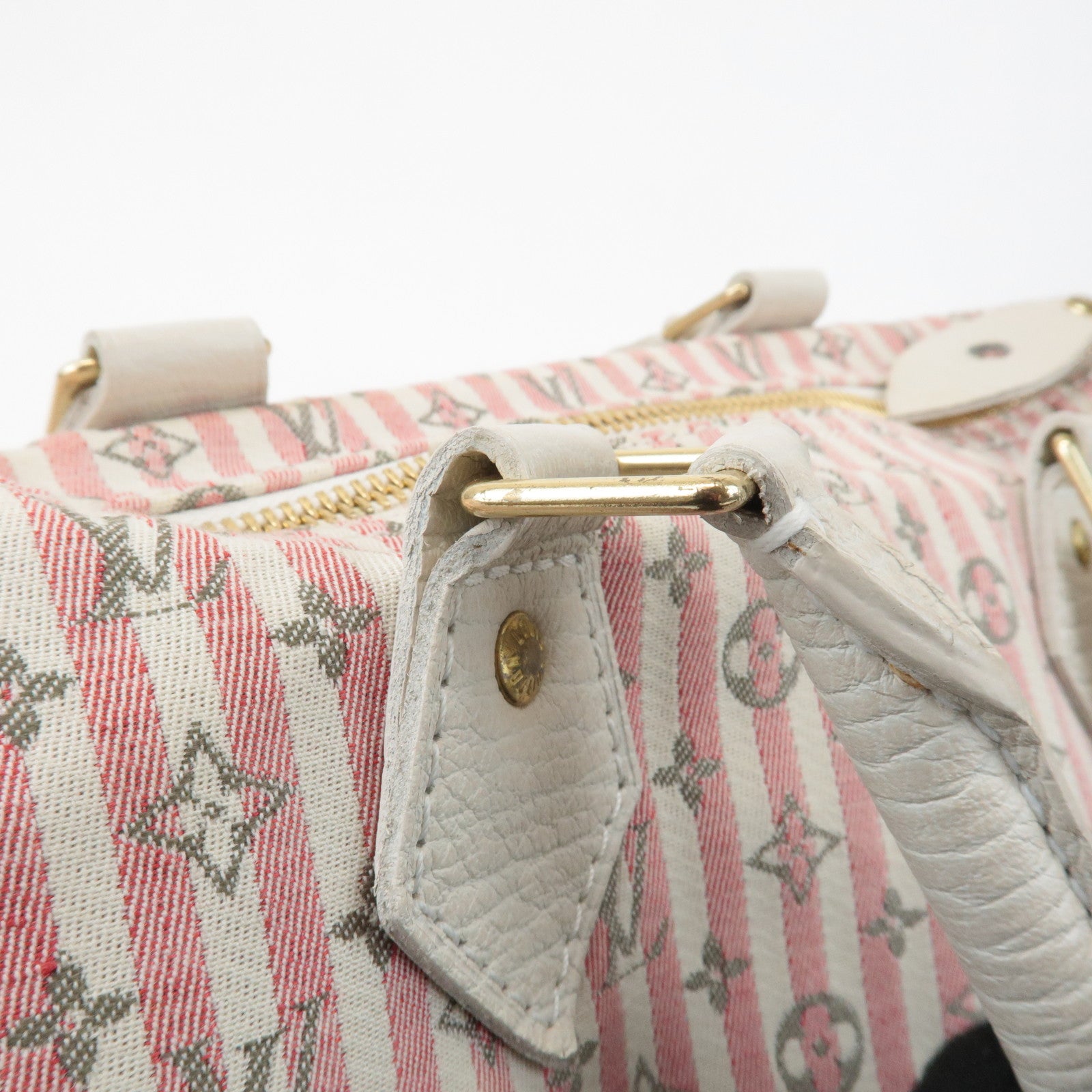 Louis Vuitton Monogram Mini Lin Speedy 30 Boston Bag Rouge M95501 Used