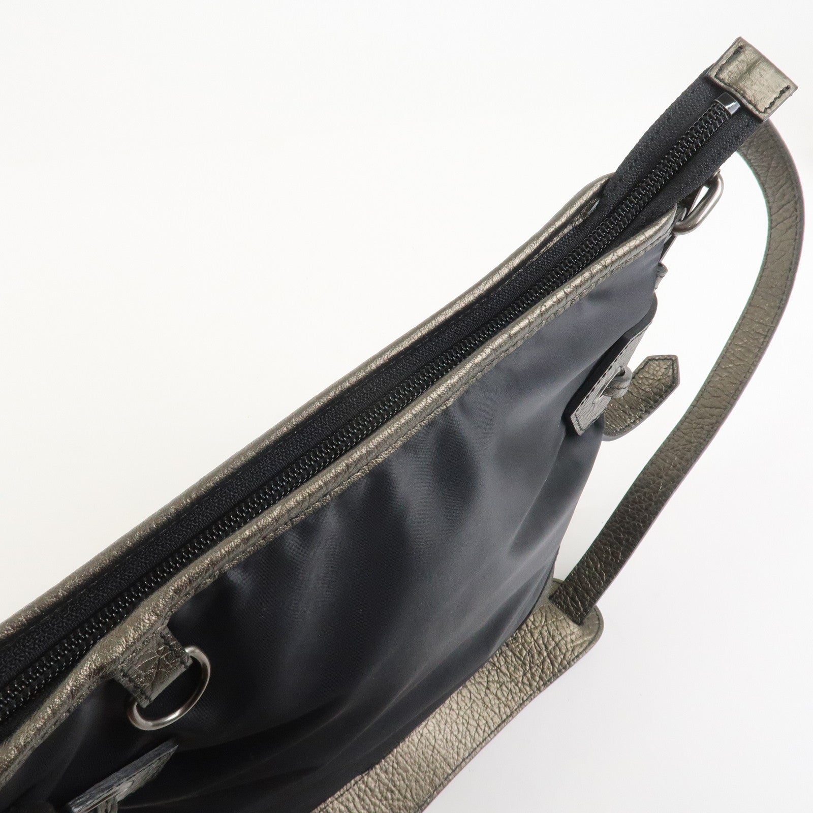 BURBERRY Nylon Leather Shoulder Bag Crossbody Bag Black Bronze