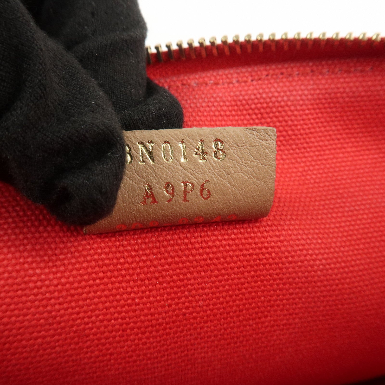 FENDI Zucca Canvas Leather Clutch Bag Cosmetic Bag Red 8N0148