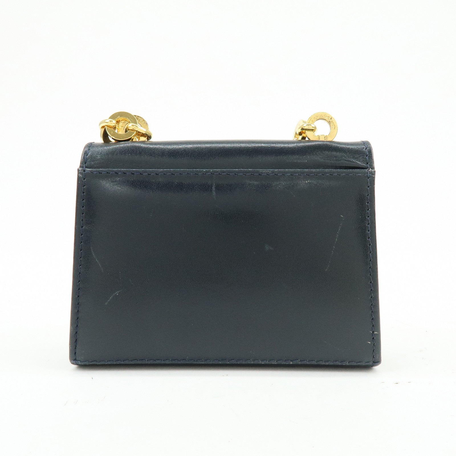 Ferragamo Gancini Leather Mini Shoulder Bag Crossbody Bag Navy